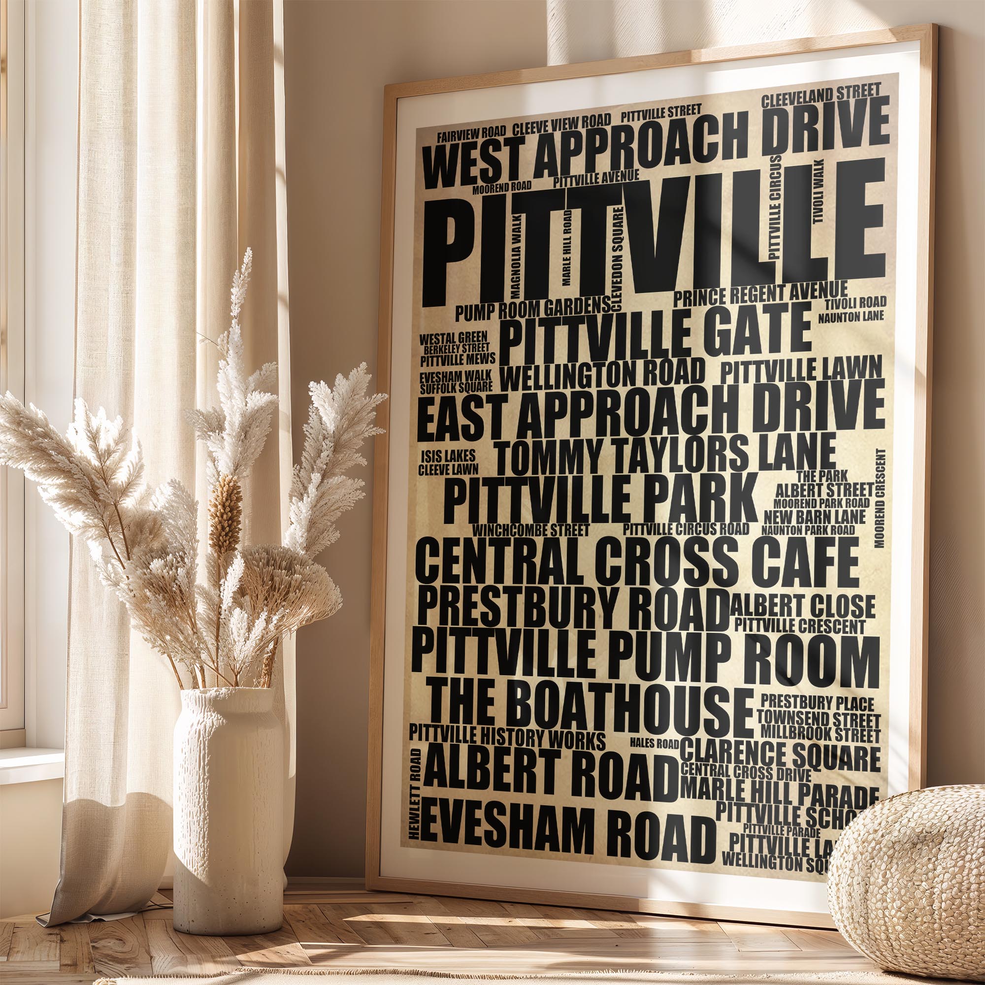 Pittville - Premium Typographic Word Cloud Prints, Posters & Gifts