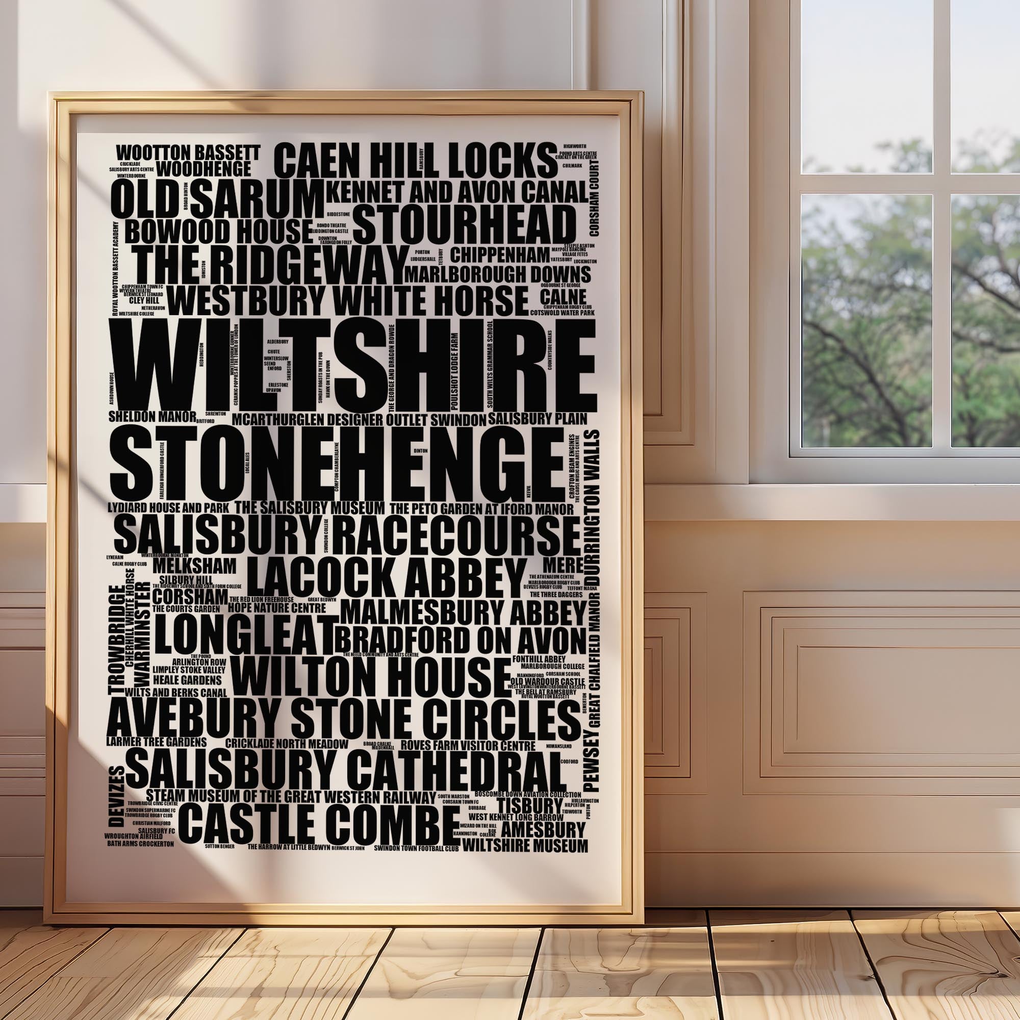 Wiltshire - Premium Typographic Word Cloud Prints, Posters & Gifts