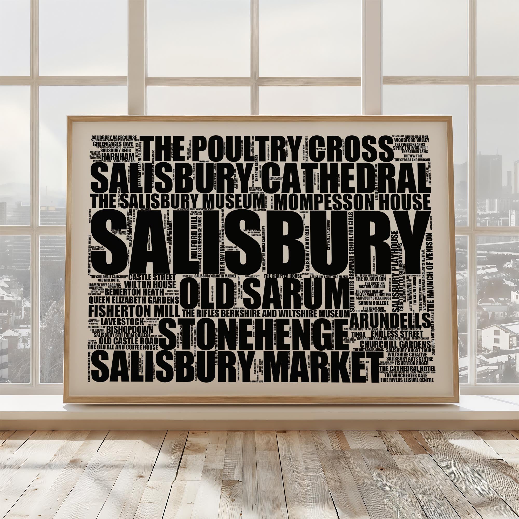 Salisbury - Premium Typographic Word Cloud Prints, Posters & Gifts