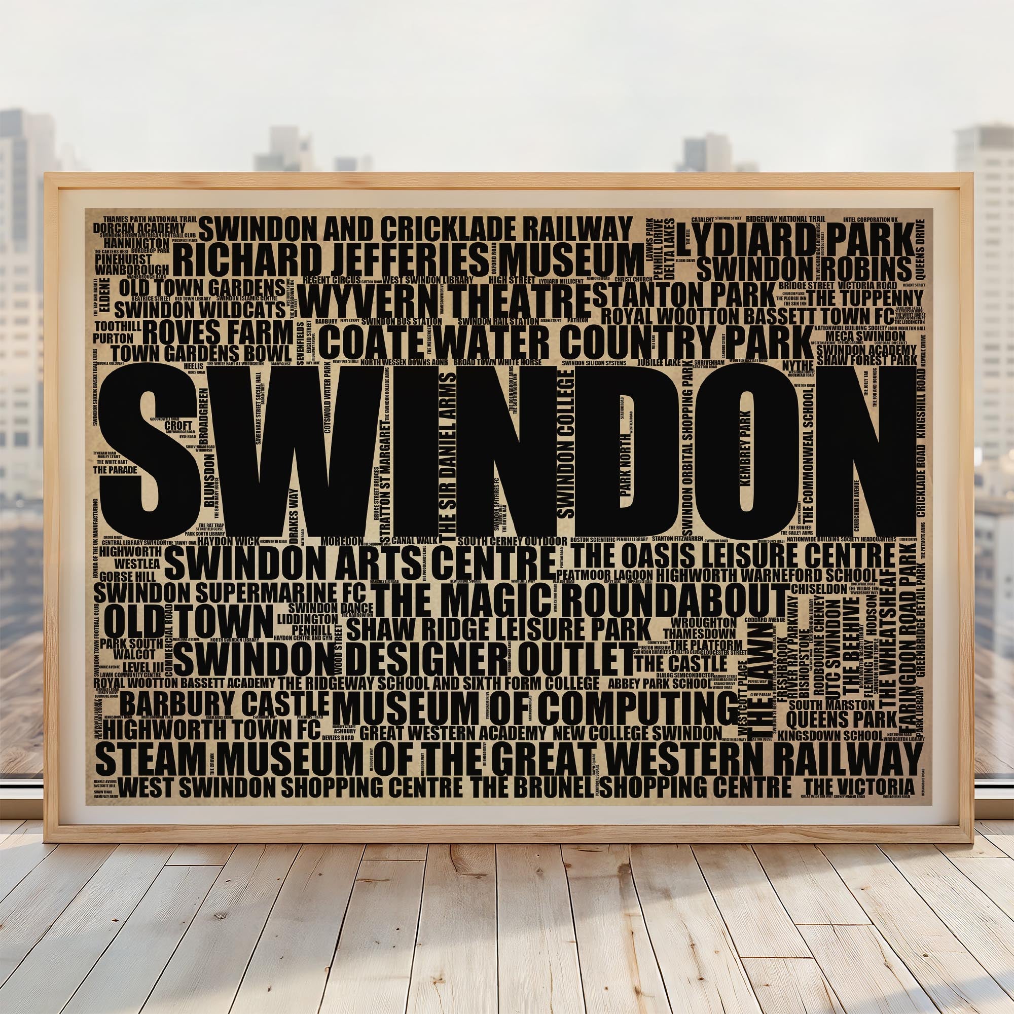 Swindon - Premium Typographic Word Cloud Prints, Posters & Gifts