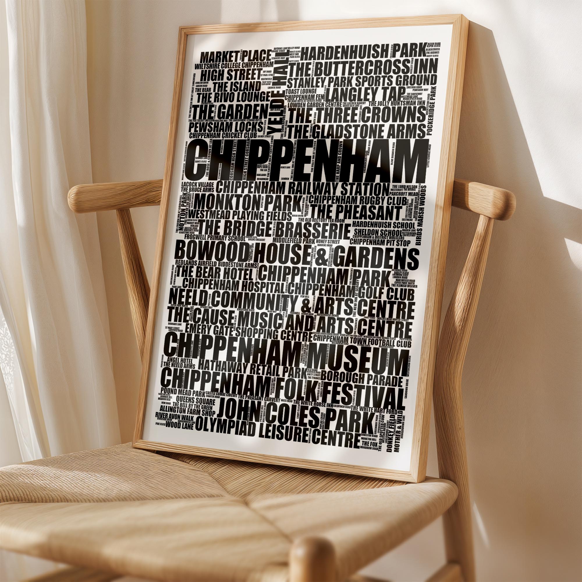 Chippenham - Premium Typographic Word Cloud Prints, Posters & Gifts