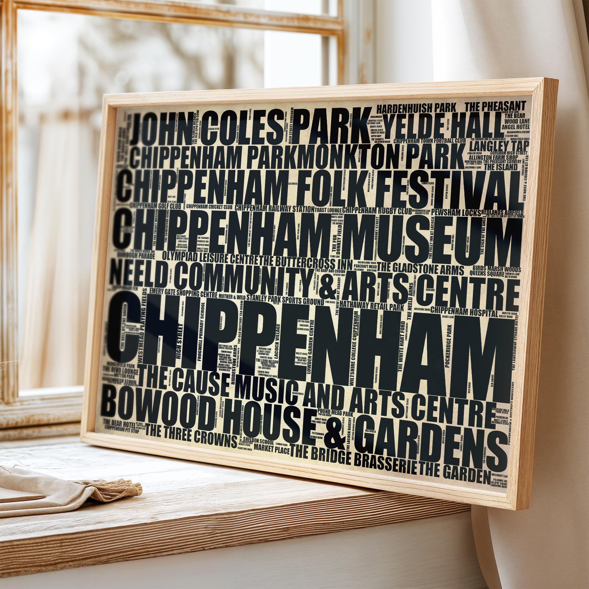 Chippenham - Premium Typographic Word Cloud Prints, Posters & Gifts