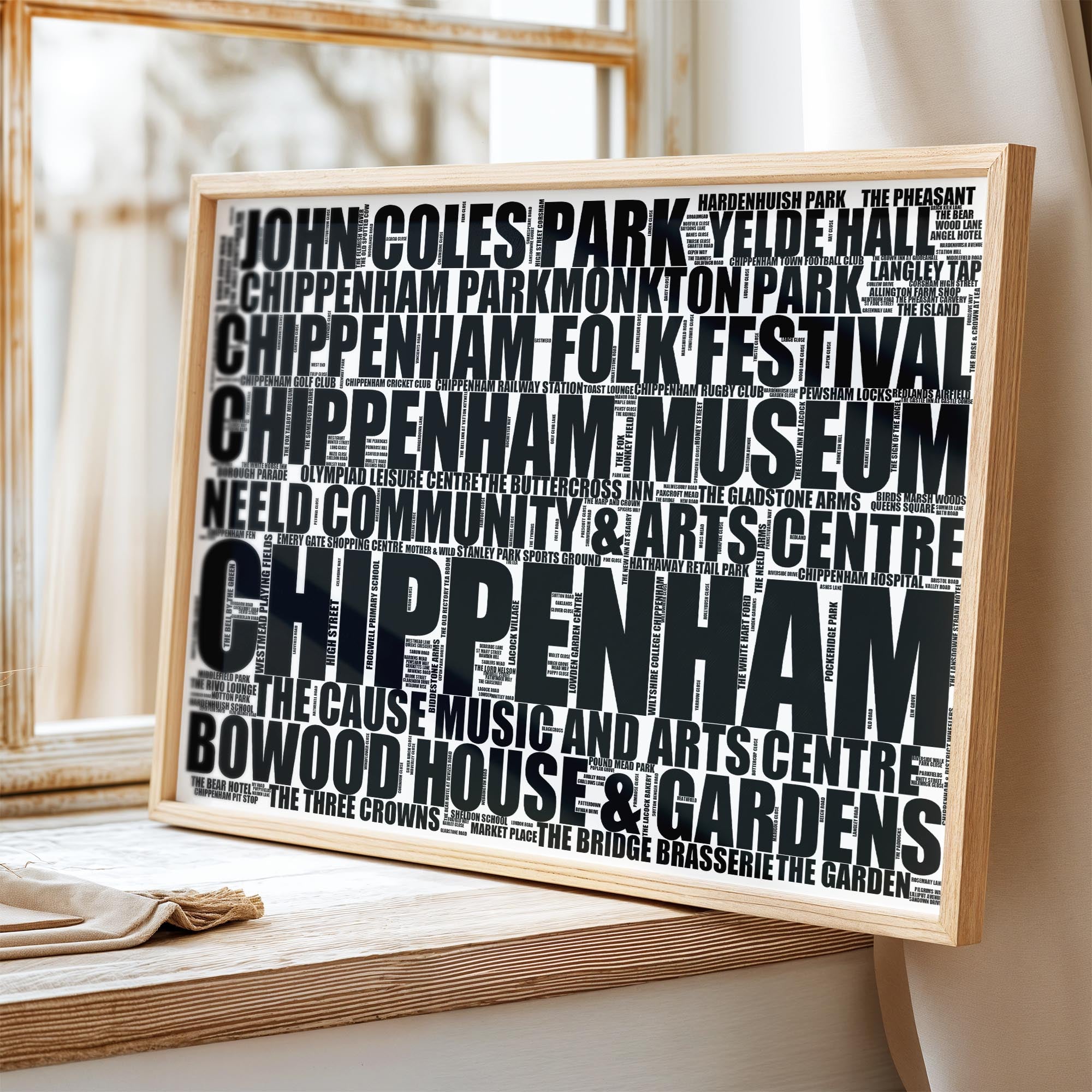 Chippenham - Premium Typographic Word Cloud Prints, Posters & Gifts