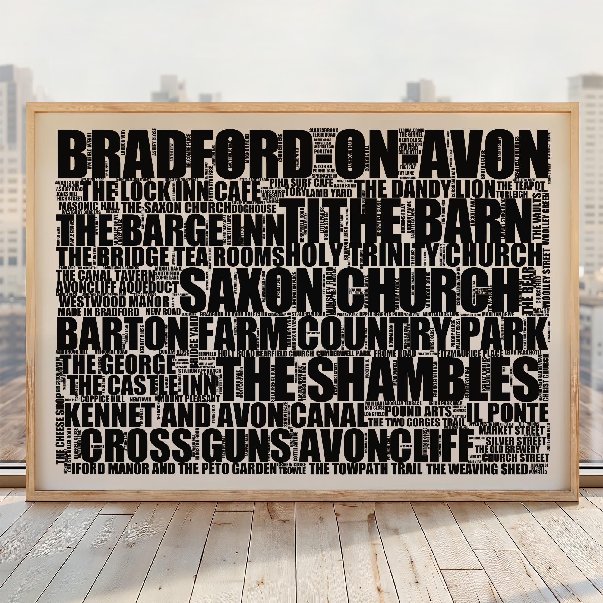 Bradford-on-Avon - Premium Typographic Word Cloud Prints, Posters & Gifts