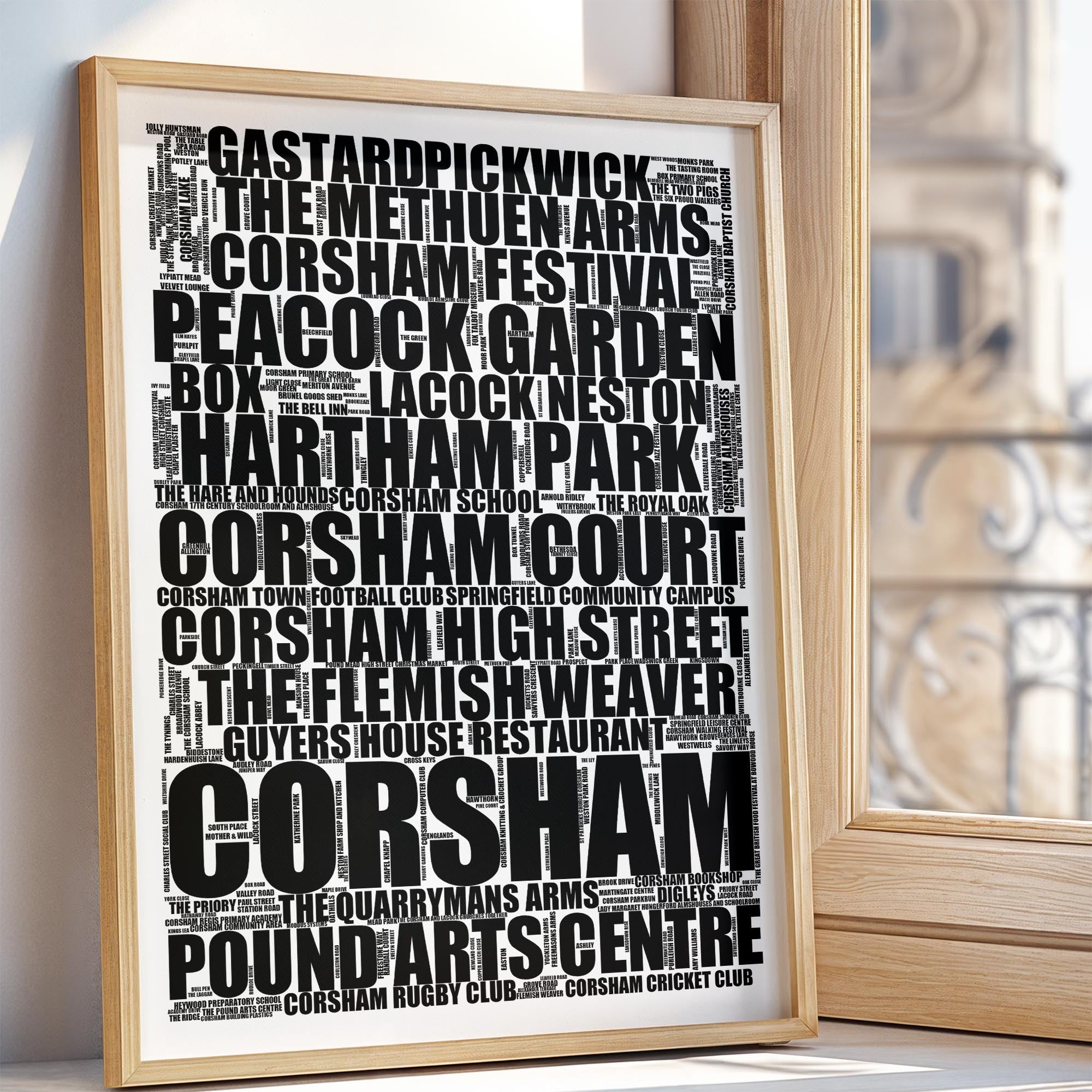 Corsham - Premium Typographic Word Cloud Prints, Posters & Gifts