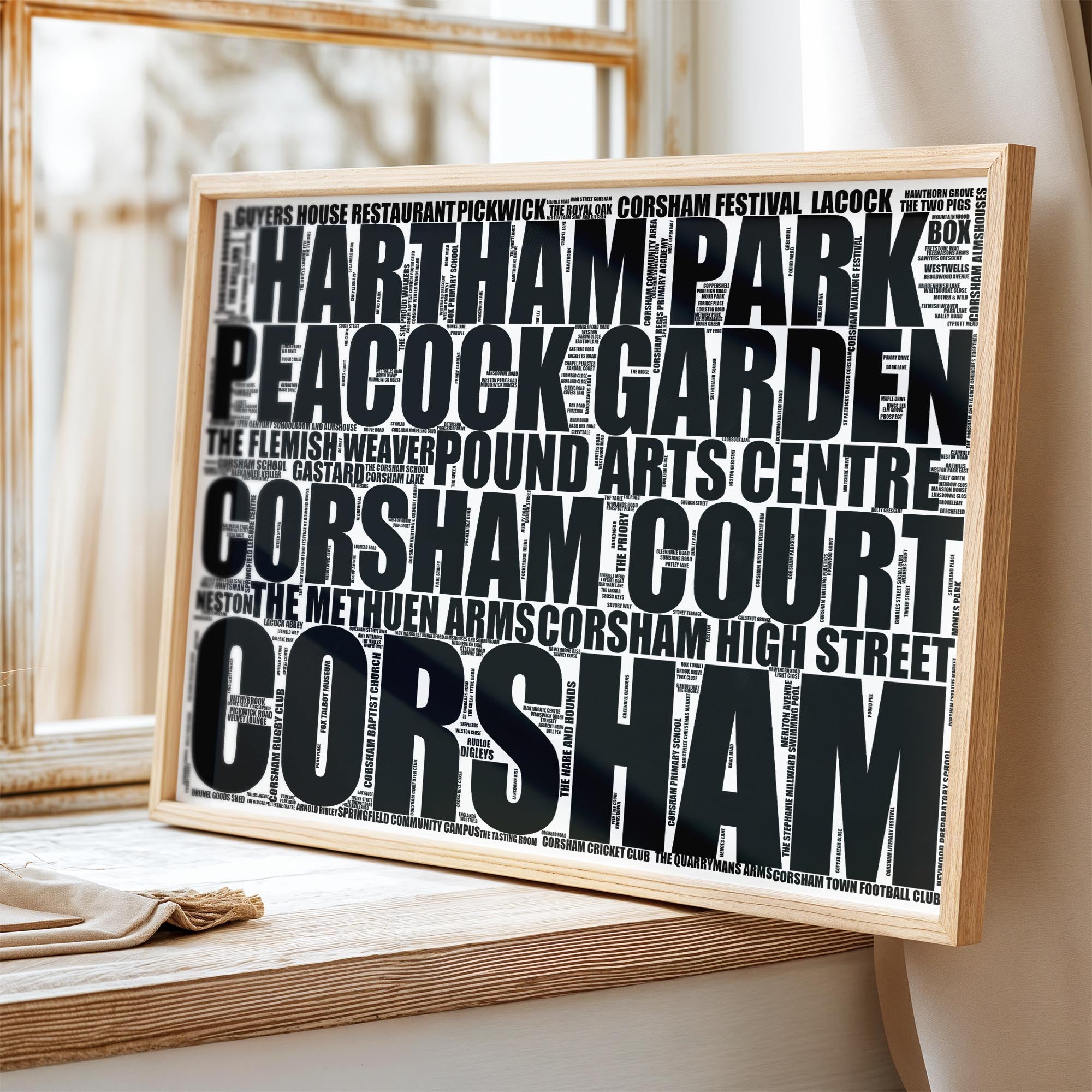 Corsham - Premium Typographic Word Cloud Prints, Posters & Gifts