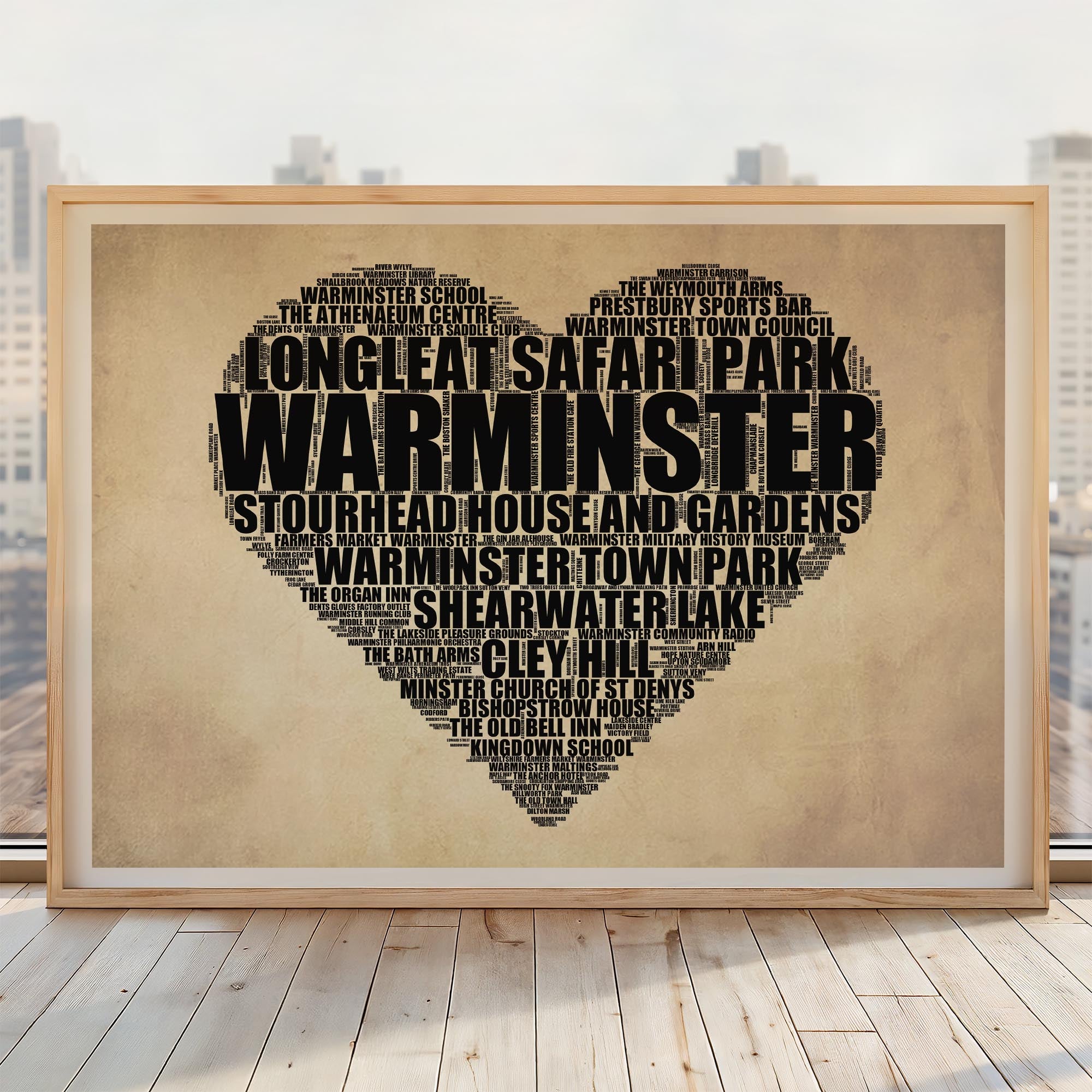 Warminster - Premium Typographic Word Cloud Prints, Posters & Gifts