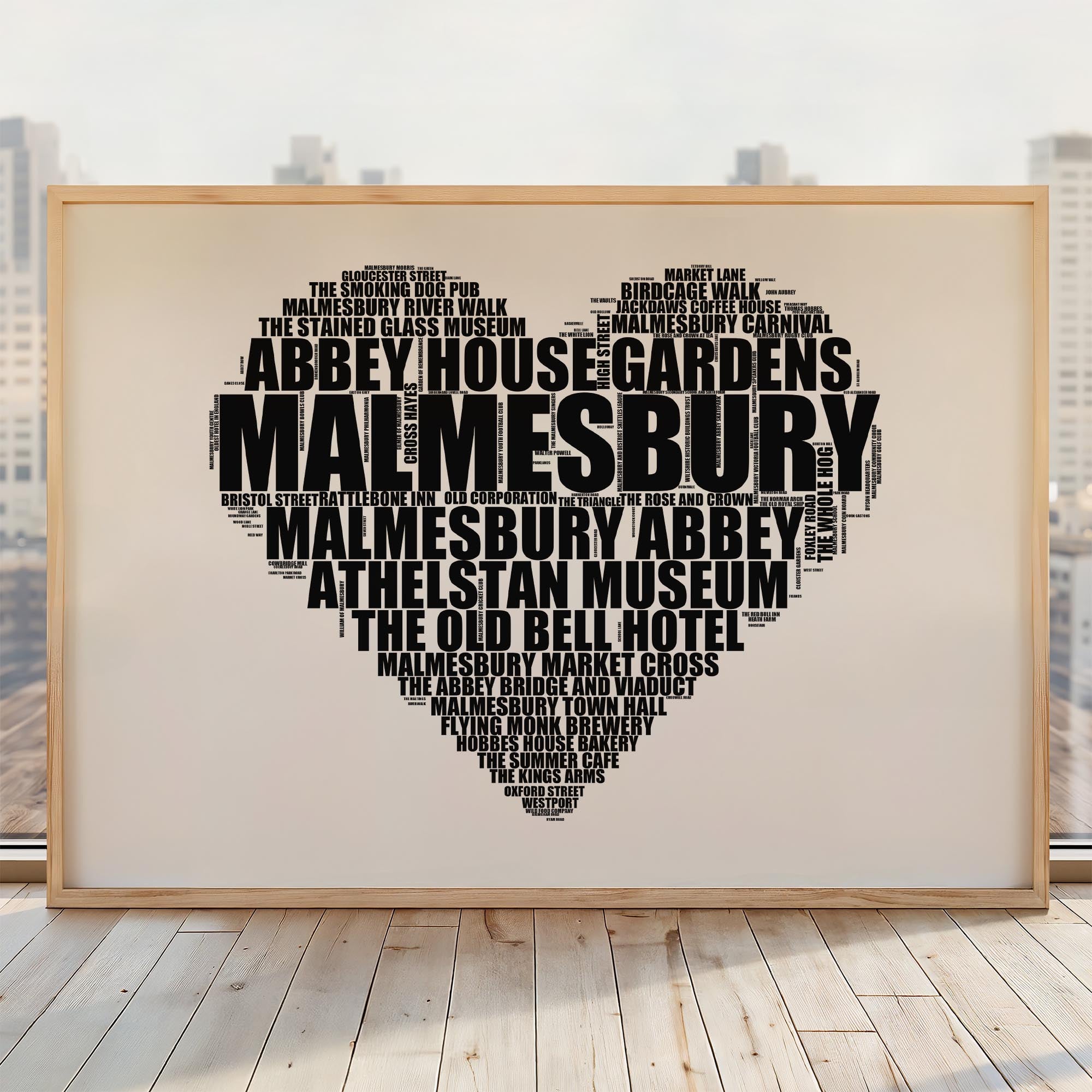 Malmesbury - Premium Typographic Word Cloud Prints, Posters & Gifts