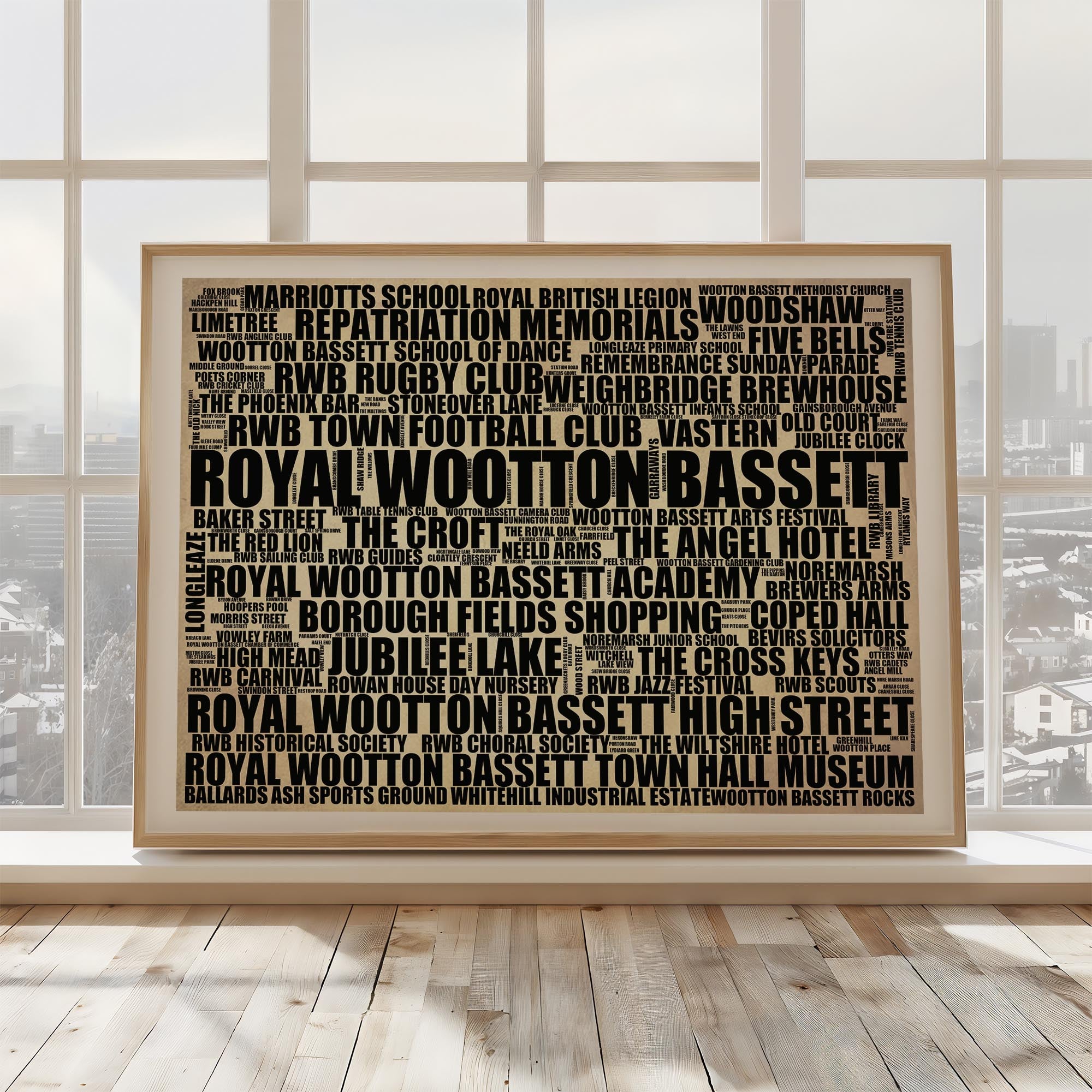 Royal Wootton Bassett - Premium Typographic Word Cloud Prints, Posters & Gifts