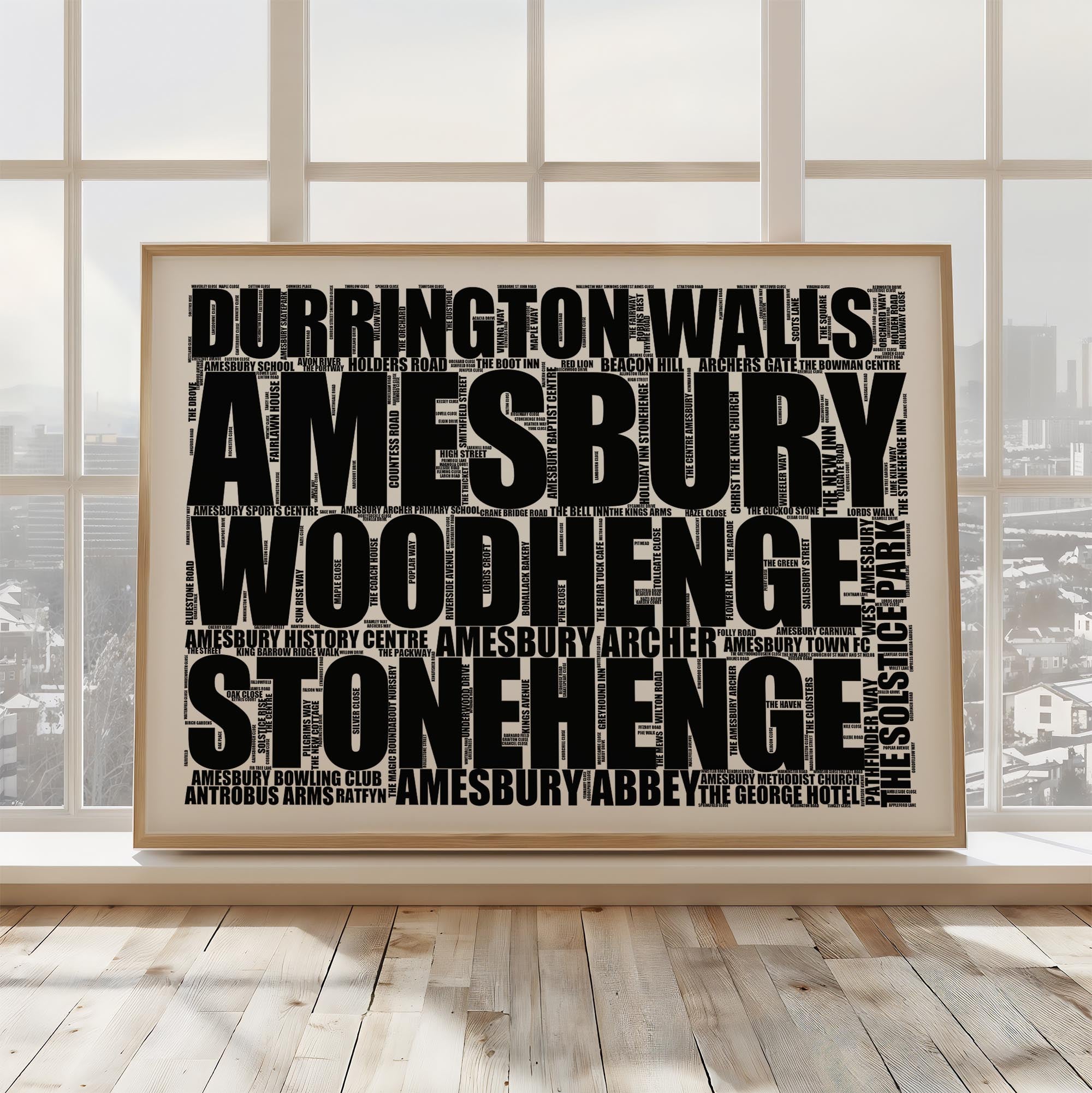 Amesbury - Premium Typographic Word Cloud Prints, Posters & Gifts