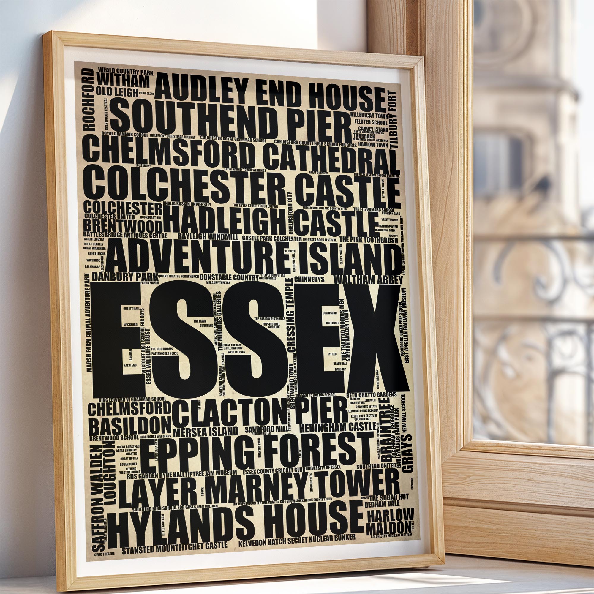 Essex - Premium Typographic Word Cloud Prints, Posters & Gifts