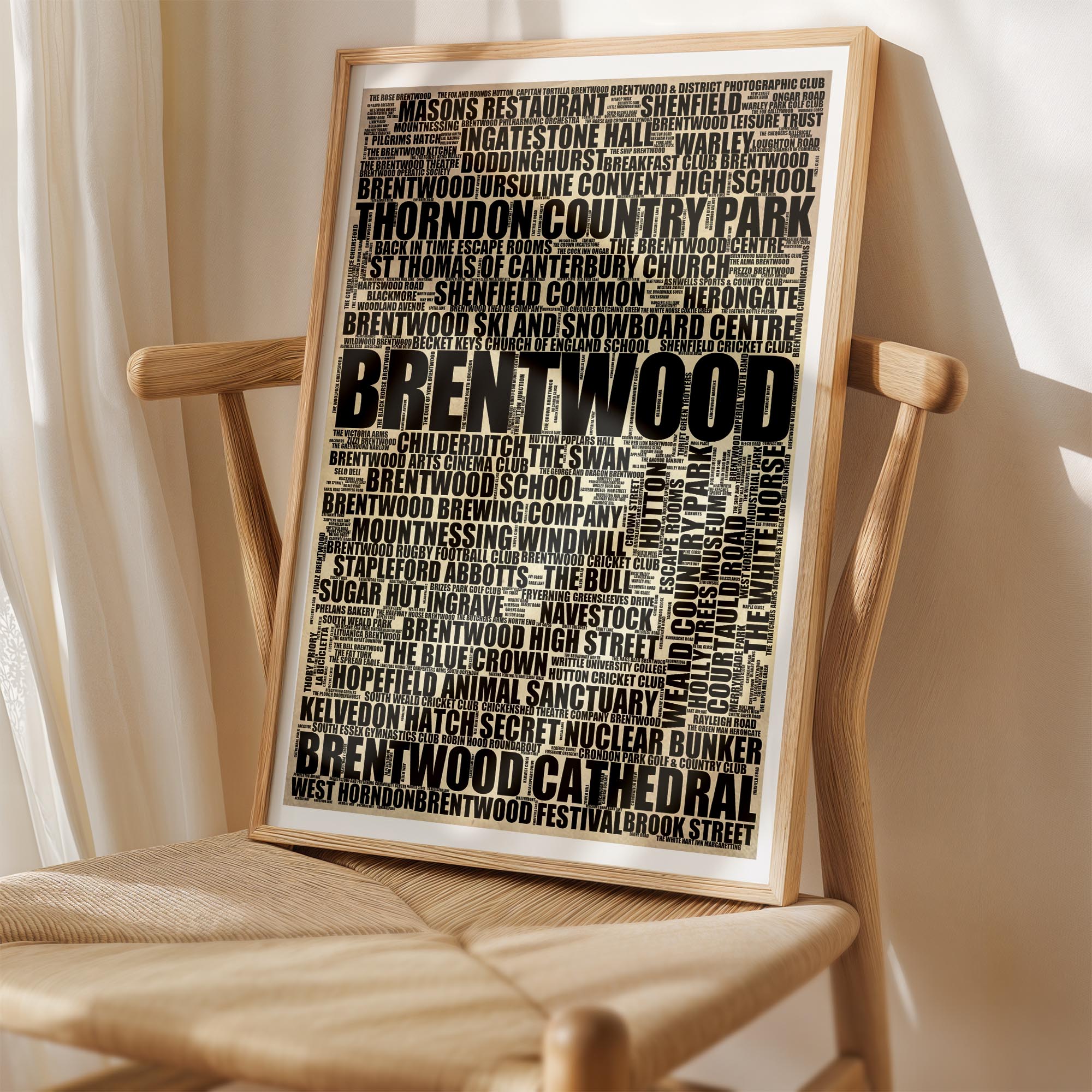 Brentwood - Premium Typographic Word Cloud Prints, Posters & Gifts