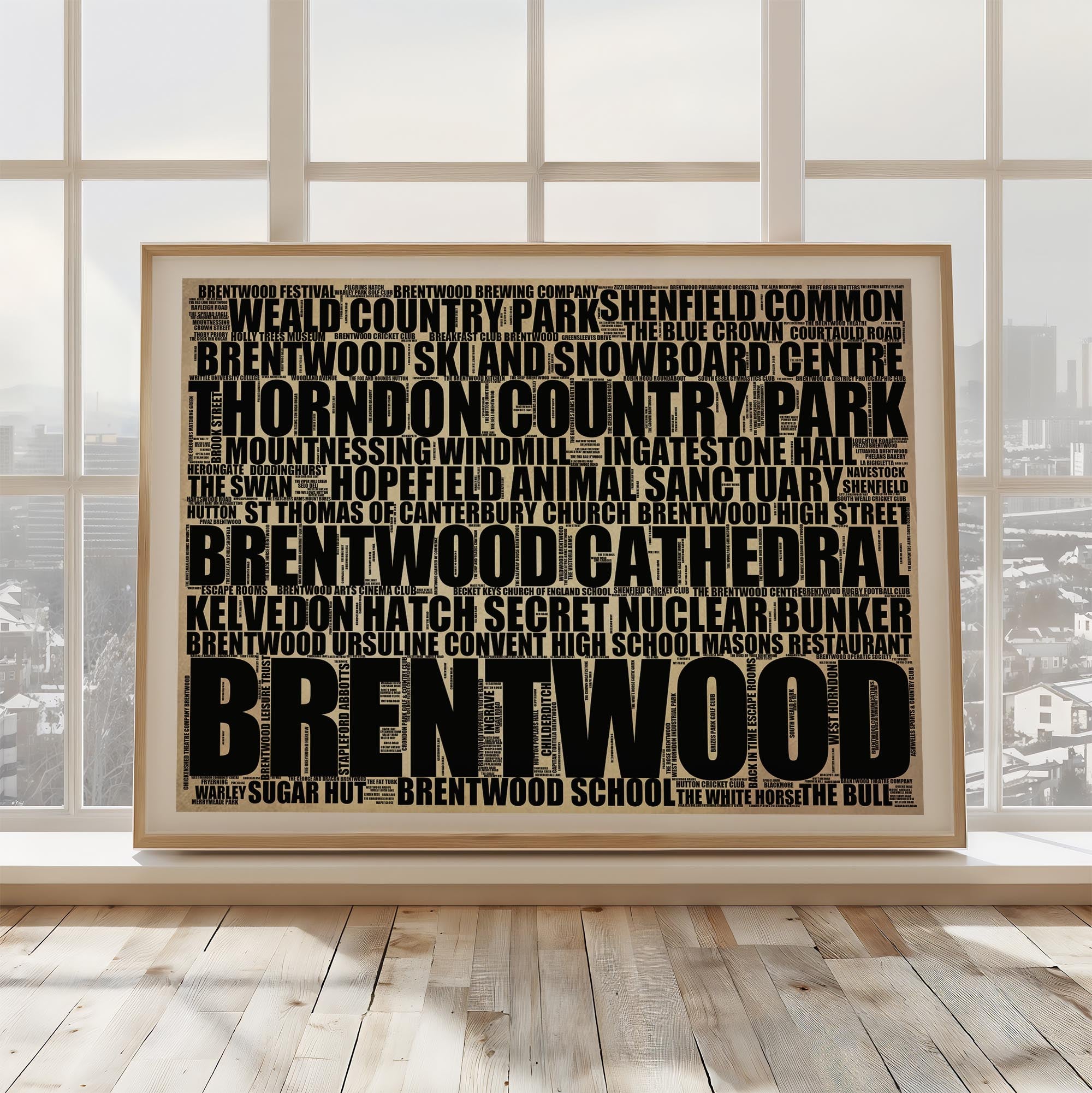 Brentwood - Premium Typographic Word Cloud Prints, Posters & Gifts