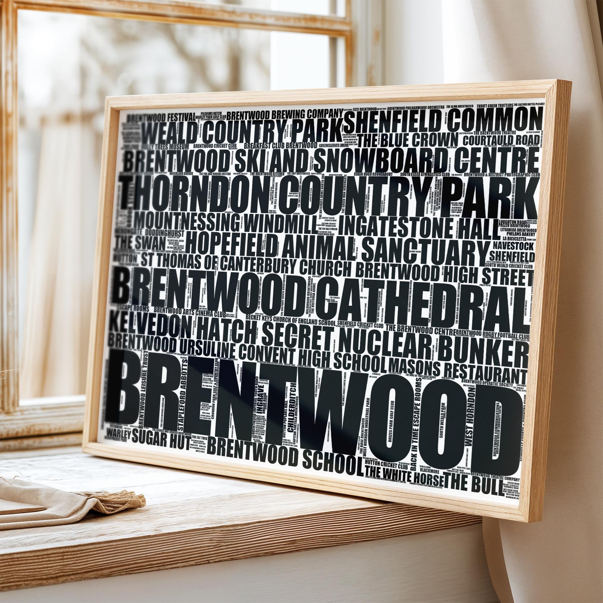 Brentwood - Premium Typographic Word Cloud Prints, Posters & Gifts