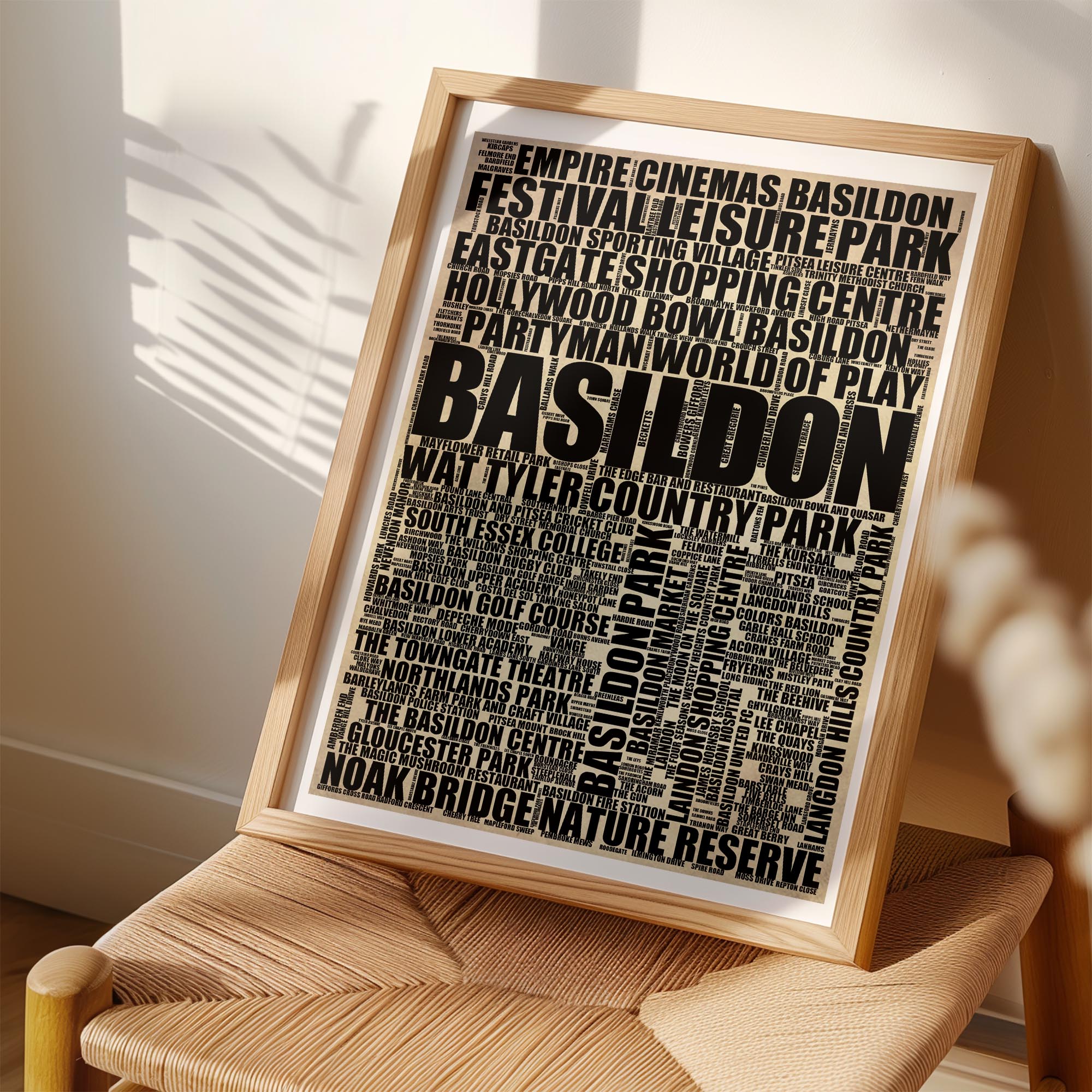 Basildon - Premium Typographic Word Cloud Prints, Posters & Gifts