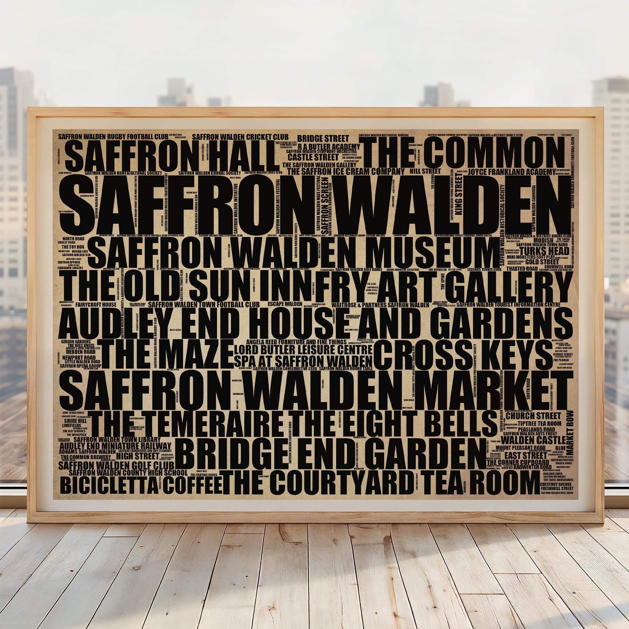 Saffron Walden - Premium Typographic Word Cloud Prints, Posters & Gifts