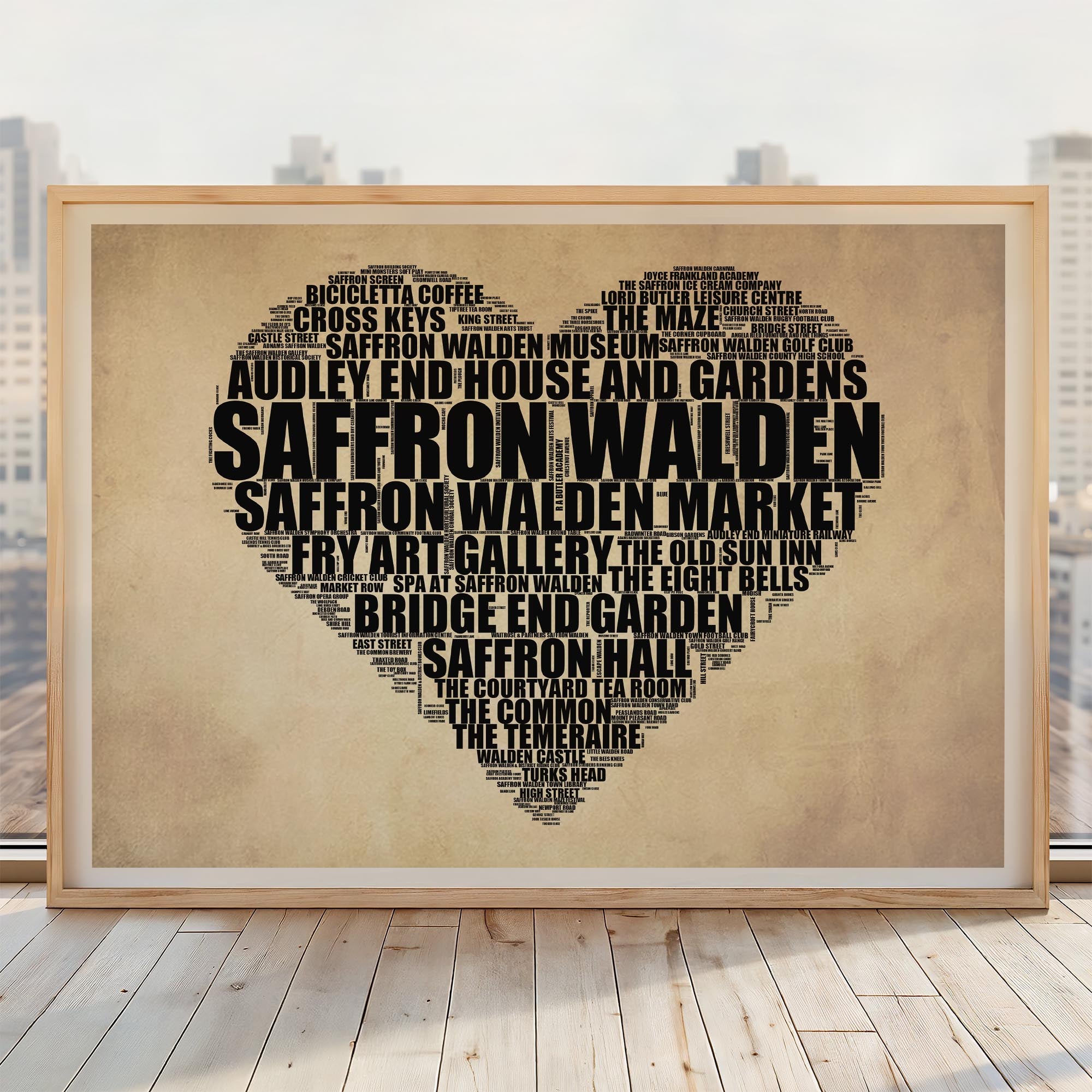 Saffron Walden - Premium Typographic Word Cloud Prints, Posters & Gifts