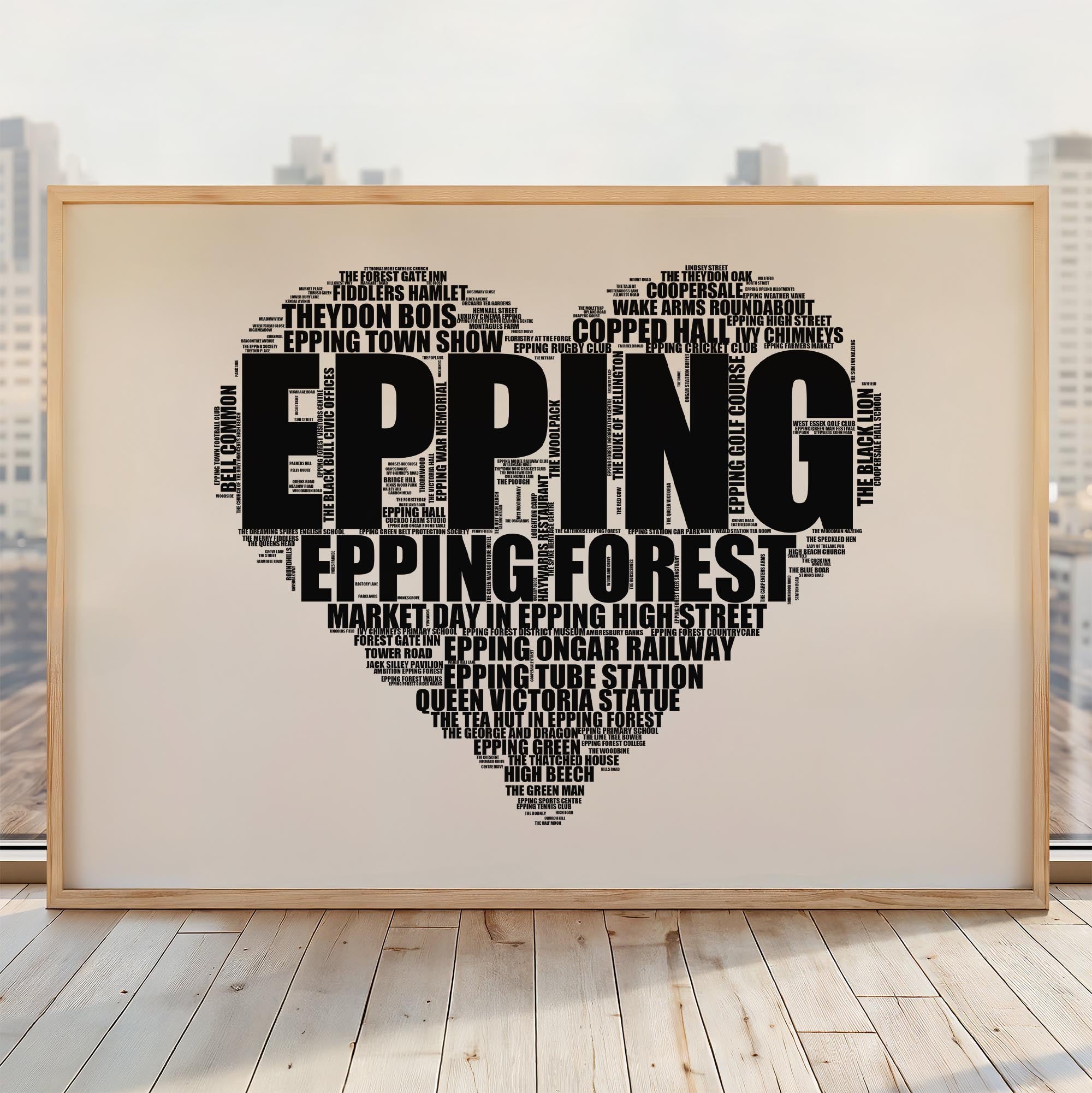 Epping - Premium Typographic Word Cloud Prints, Posters & Gifts