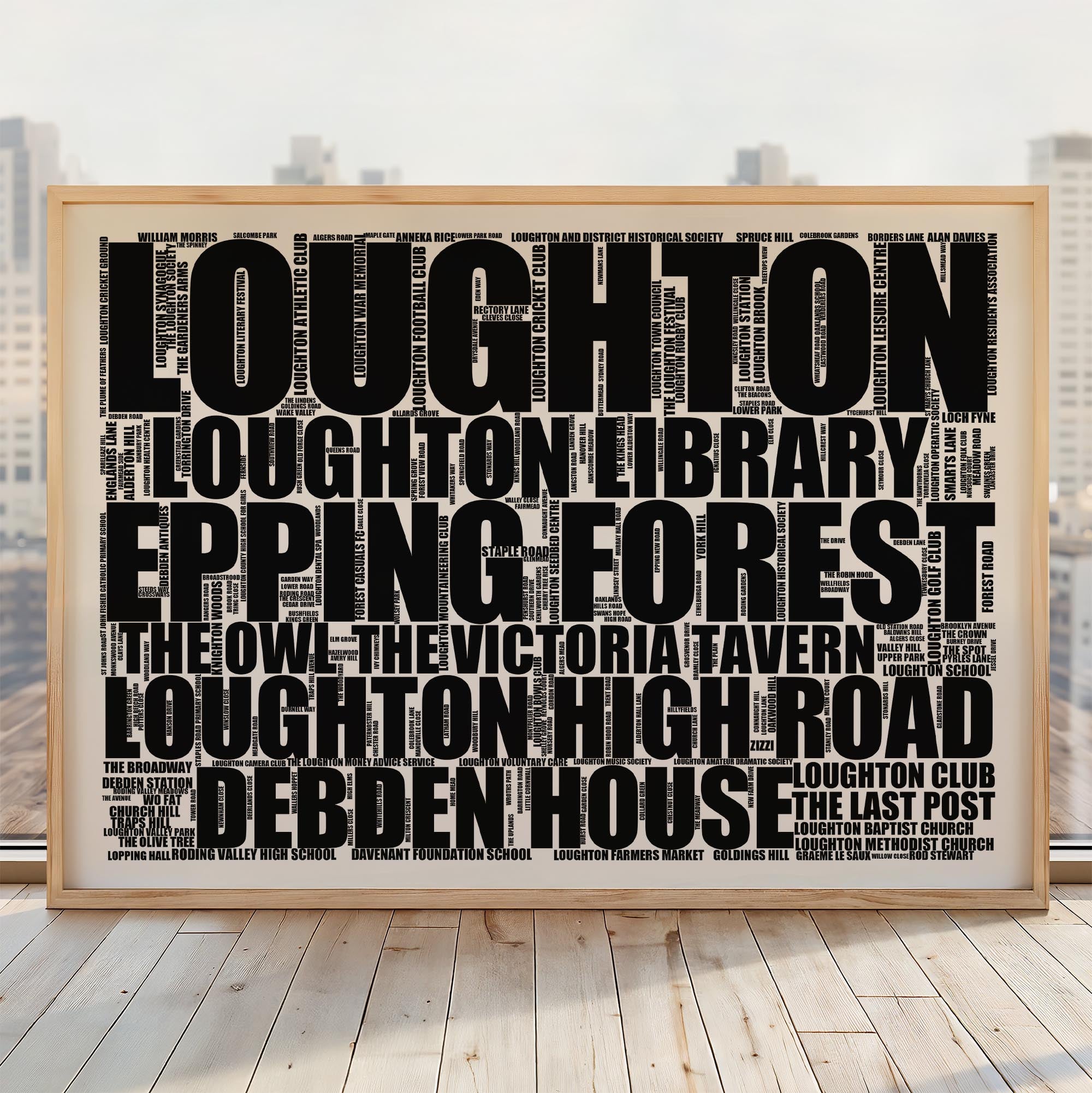 Loughton - Premium Typographic Word Cloud Prints, Posters & Gifts