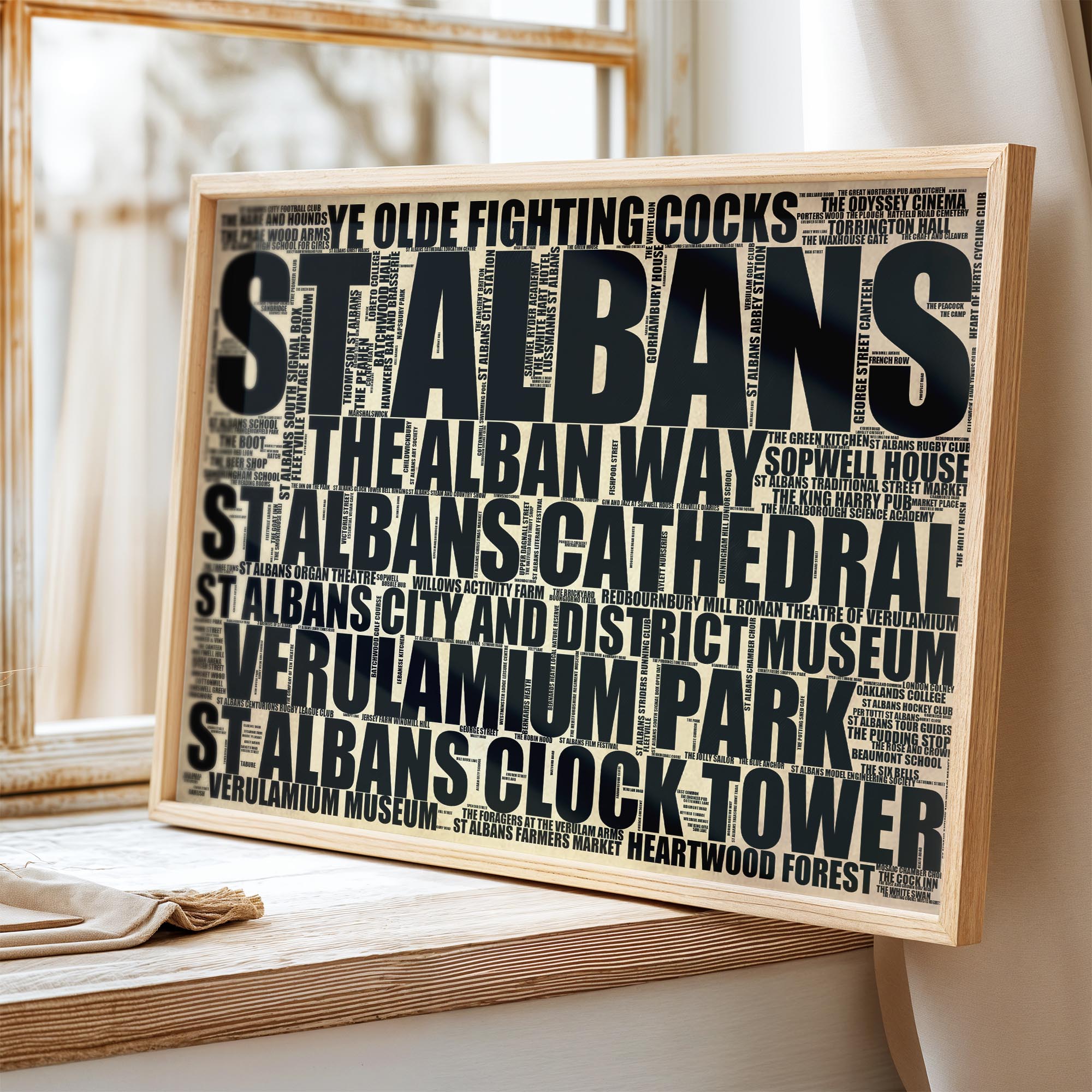 St Albans - Premium Typographic Word Cloud Prints, Posters & Gifts
