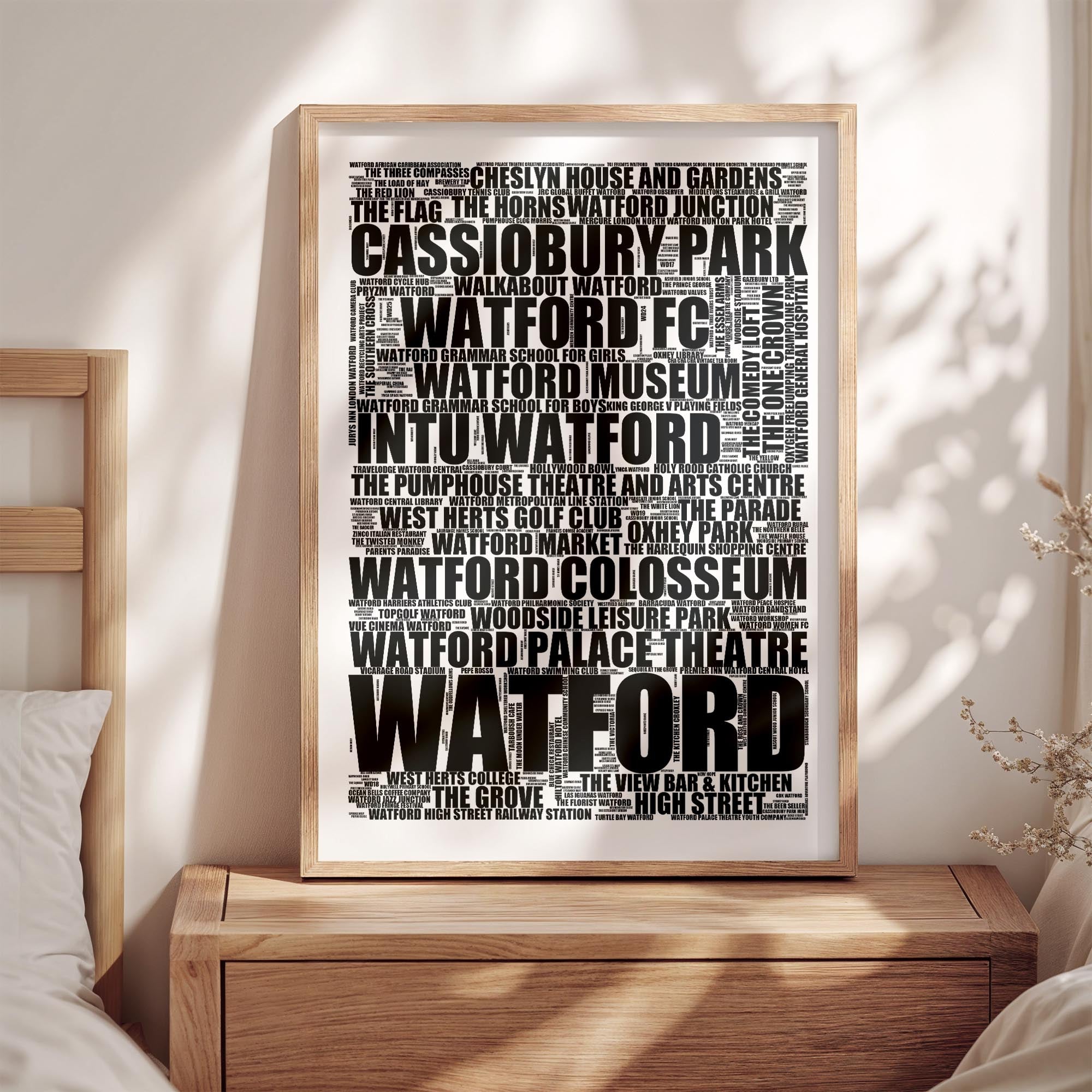 Watford - Premium Typographic Word Cloud Prints, Posters & Gifts