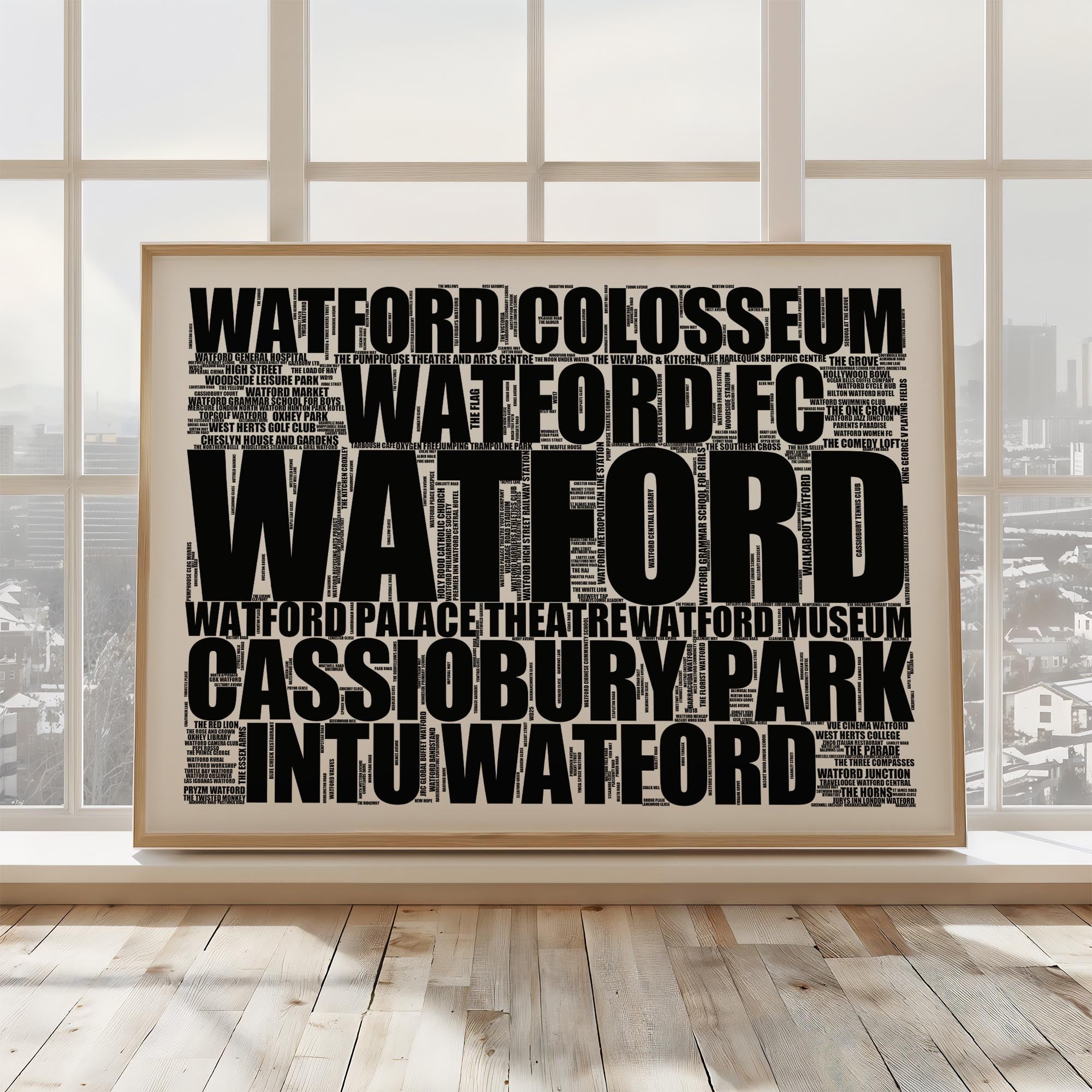 Watford - Premium Typographic Word Cloud Prints, Posters & Gifts