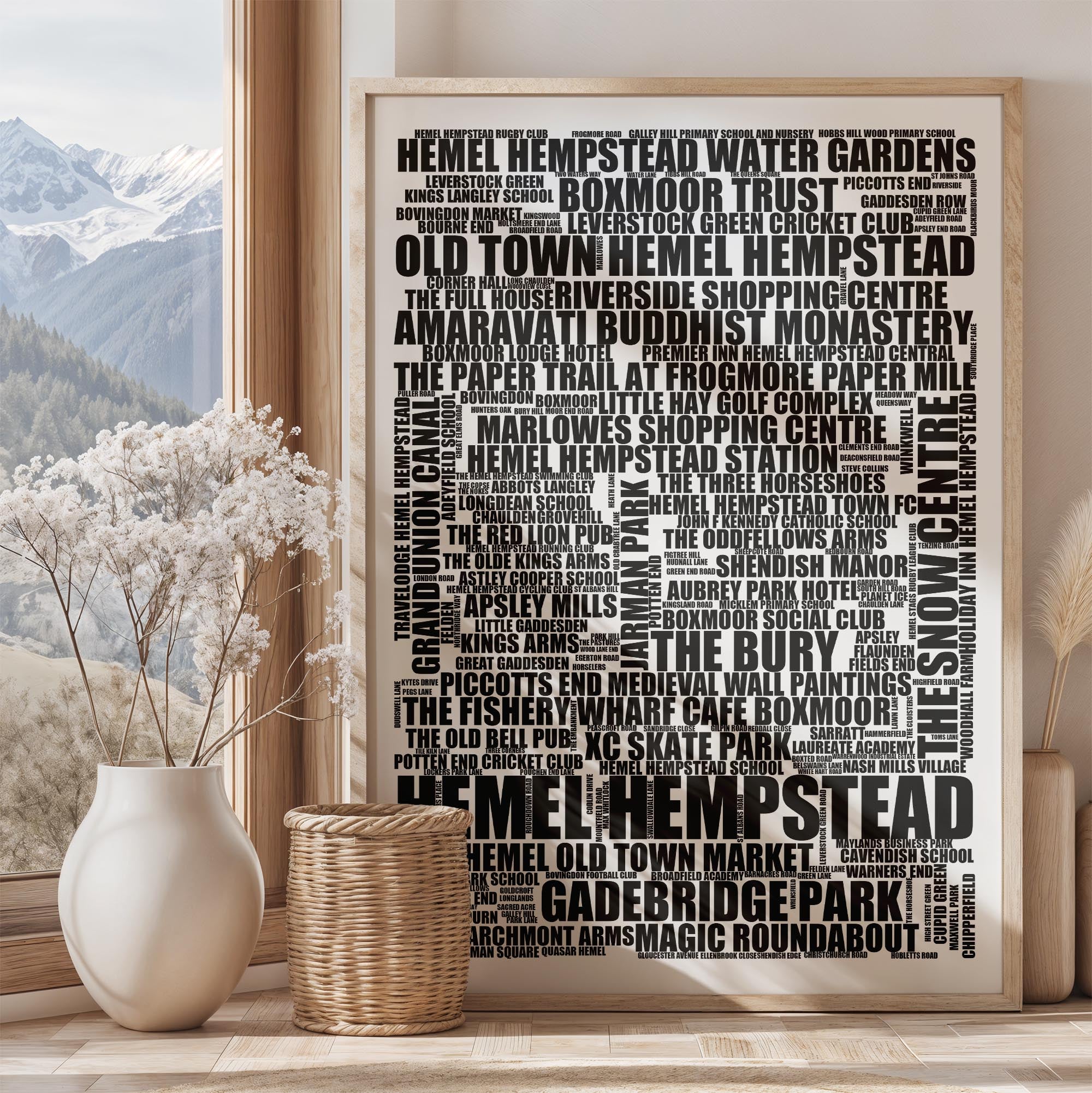 Hemel Hempstead - Premium Typographic Word Cloud Prints, Posters & Gifts