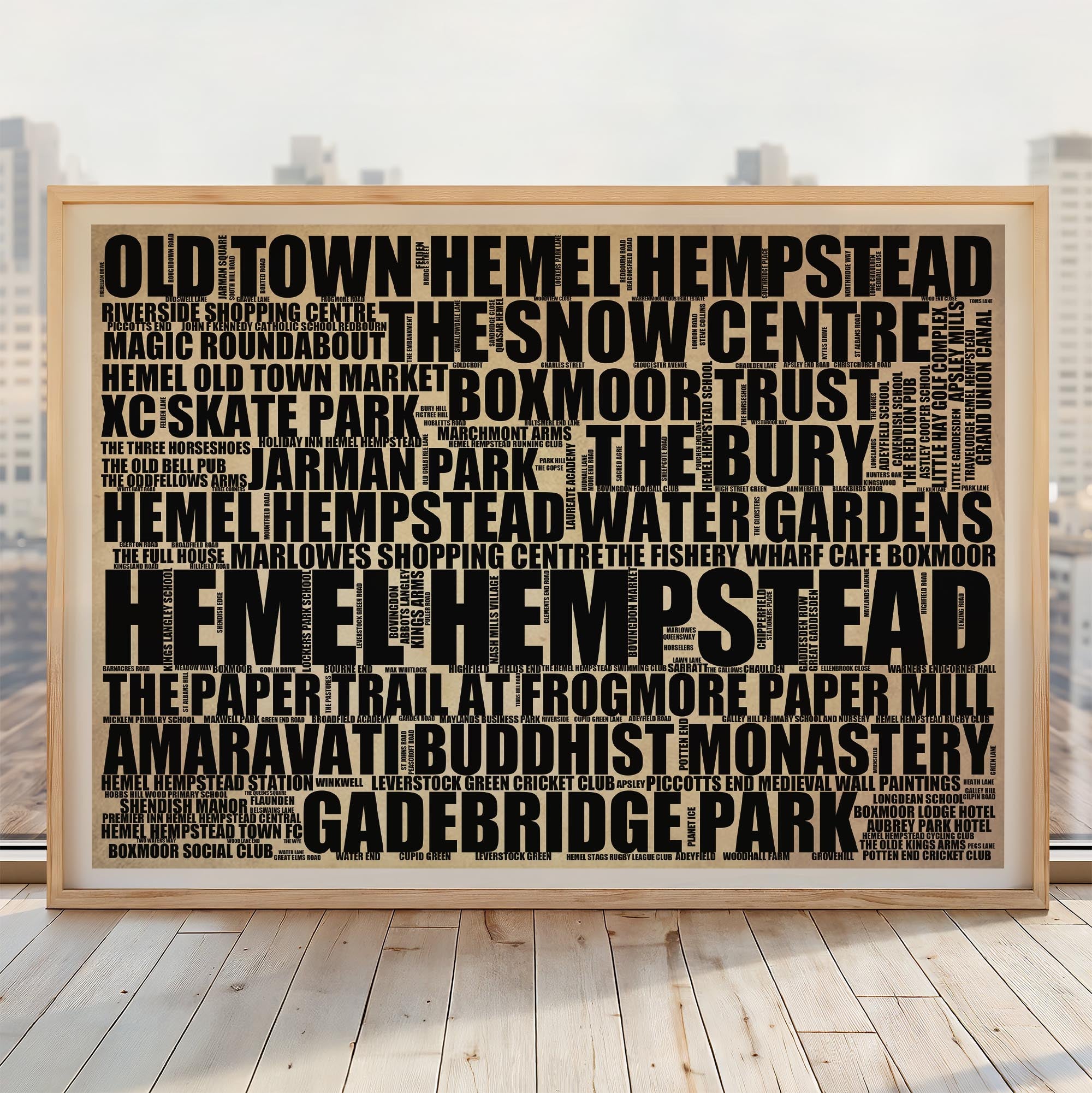 Hemel Hempstead - Premium Typographic Word Cloud Prints, Posters & Gifts