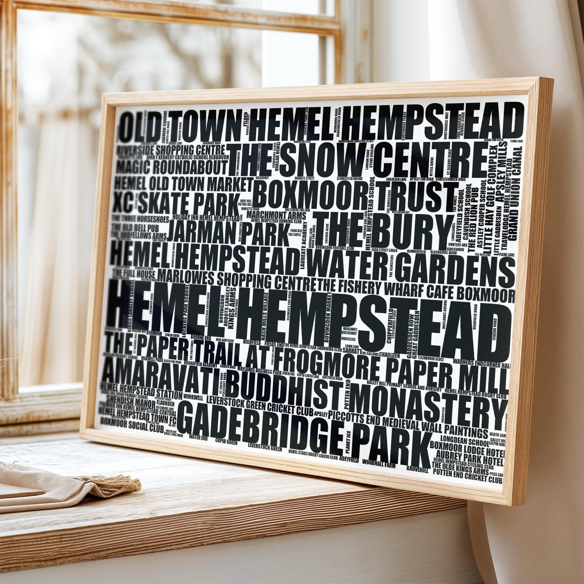 Hemel Hempstead - Premium Typographic Word Cloud Prints, Posters & Gifts