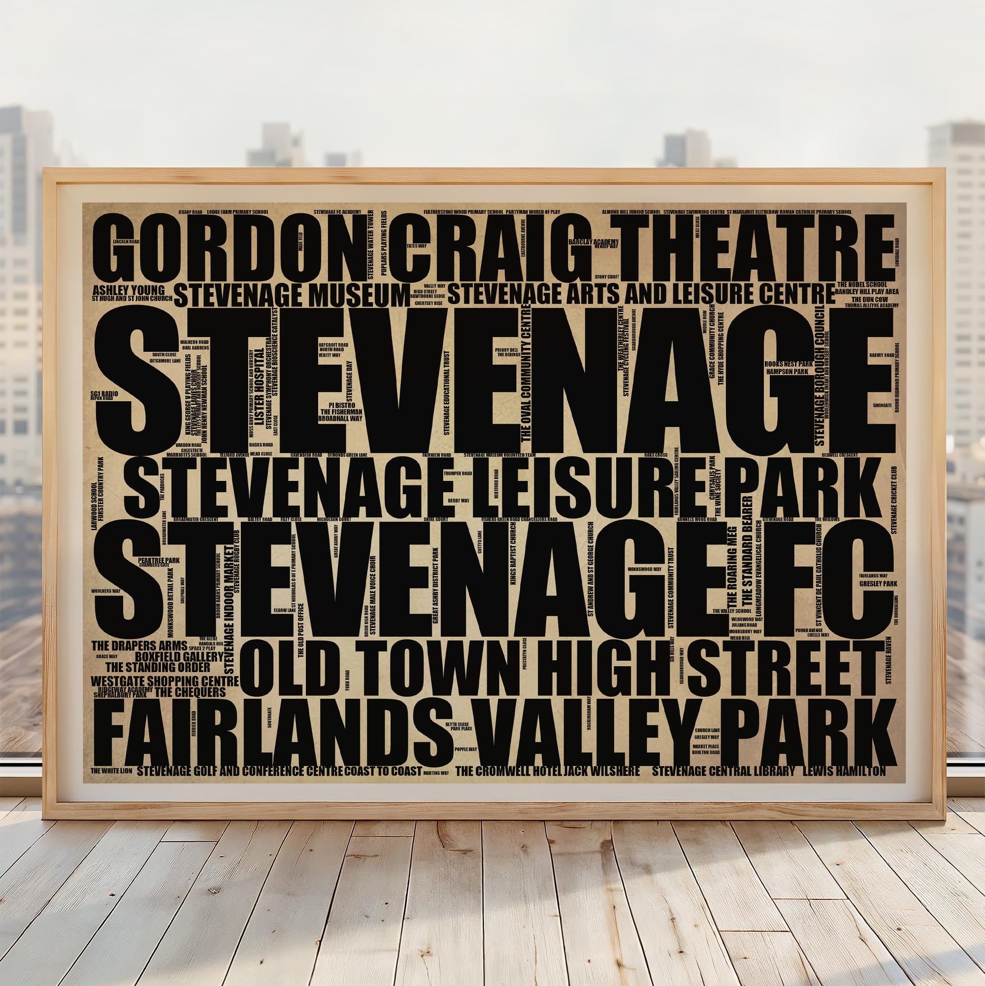 Stevenage - Premium Typographic Word Cloud Prints, Posters & Gifts