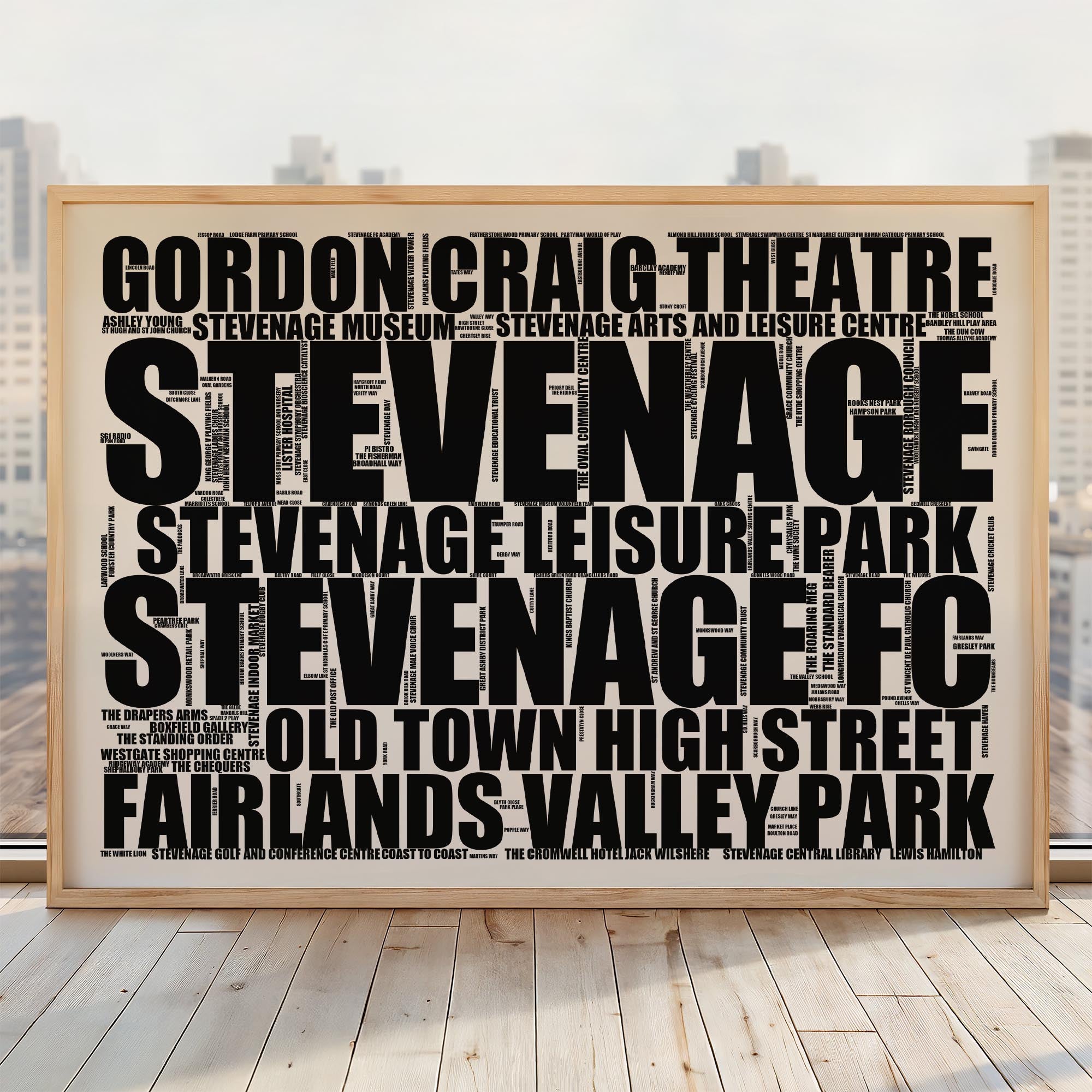 Stevenage - Premium Typographic Word Cloud Prints, Posters & Gifts