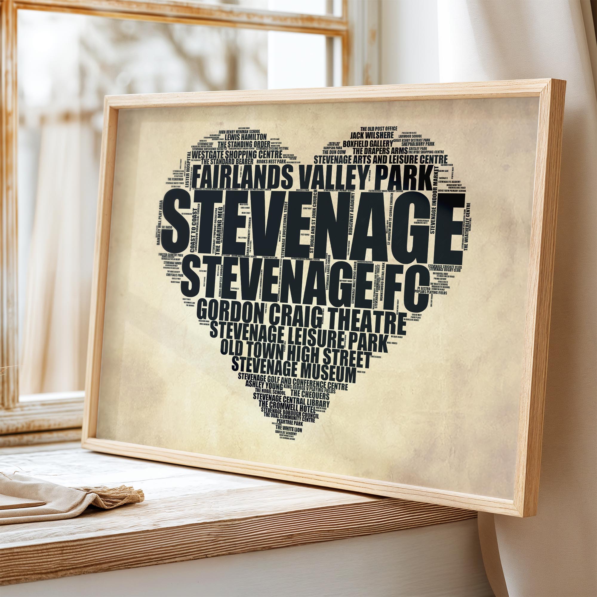Stevenage - Premium Typographic Word Cloud Prints, Posters & Gifts