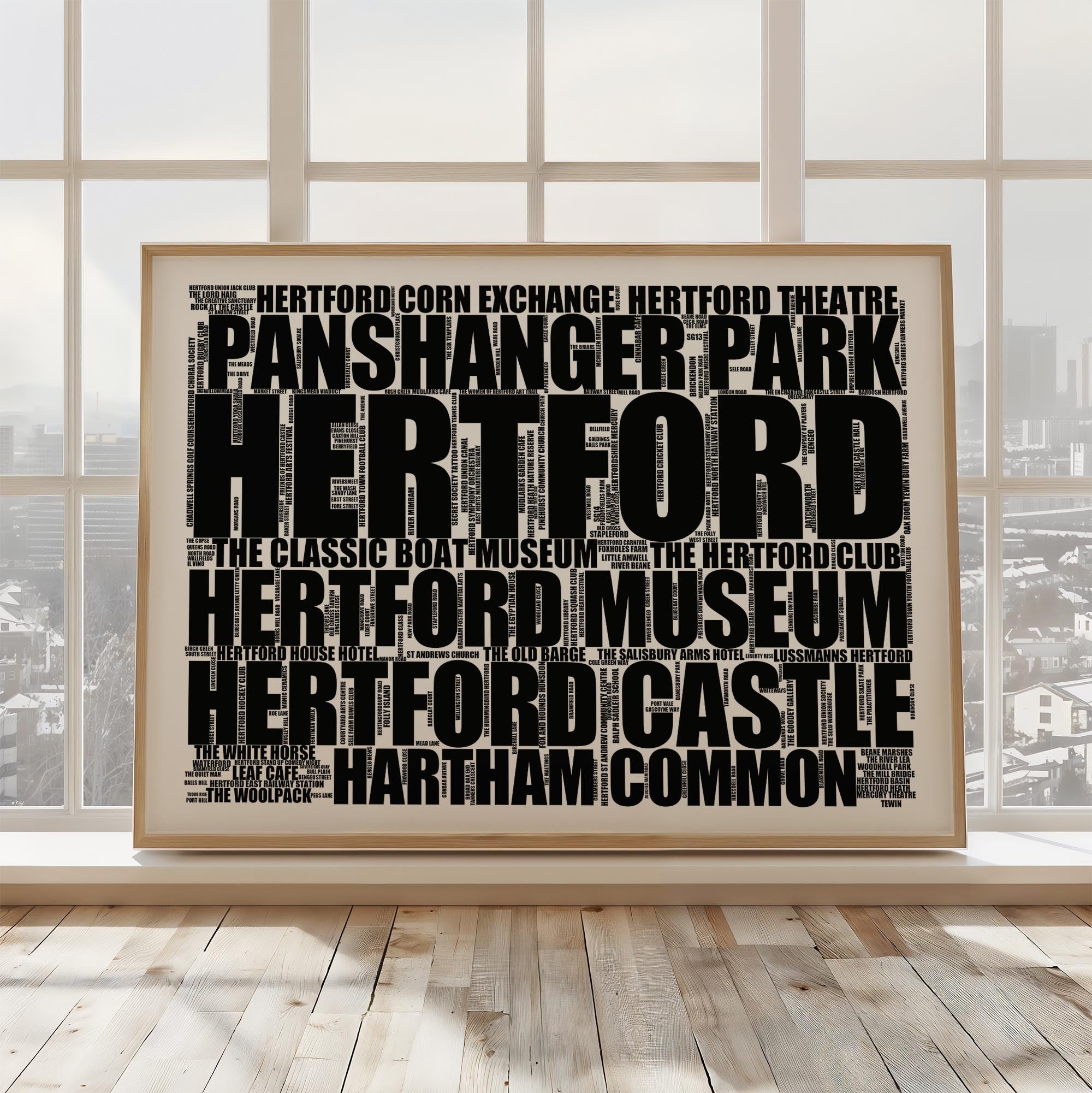 Hertford - Premium Typographic Word Cloud Prints, Posters & Gifts