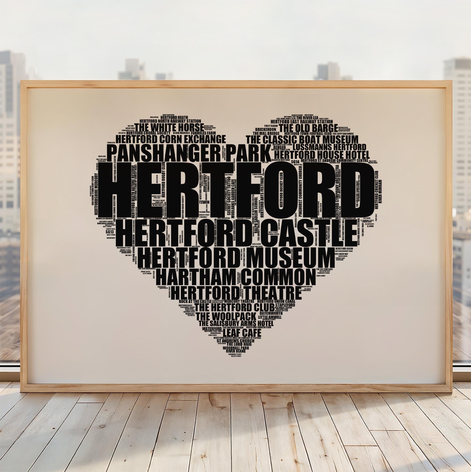 Hertford - Premium Typographic Word Cloud Prints, Posters & Gifts