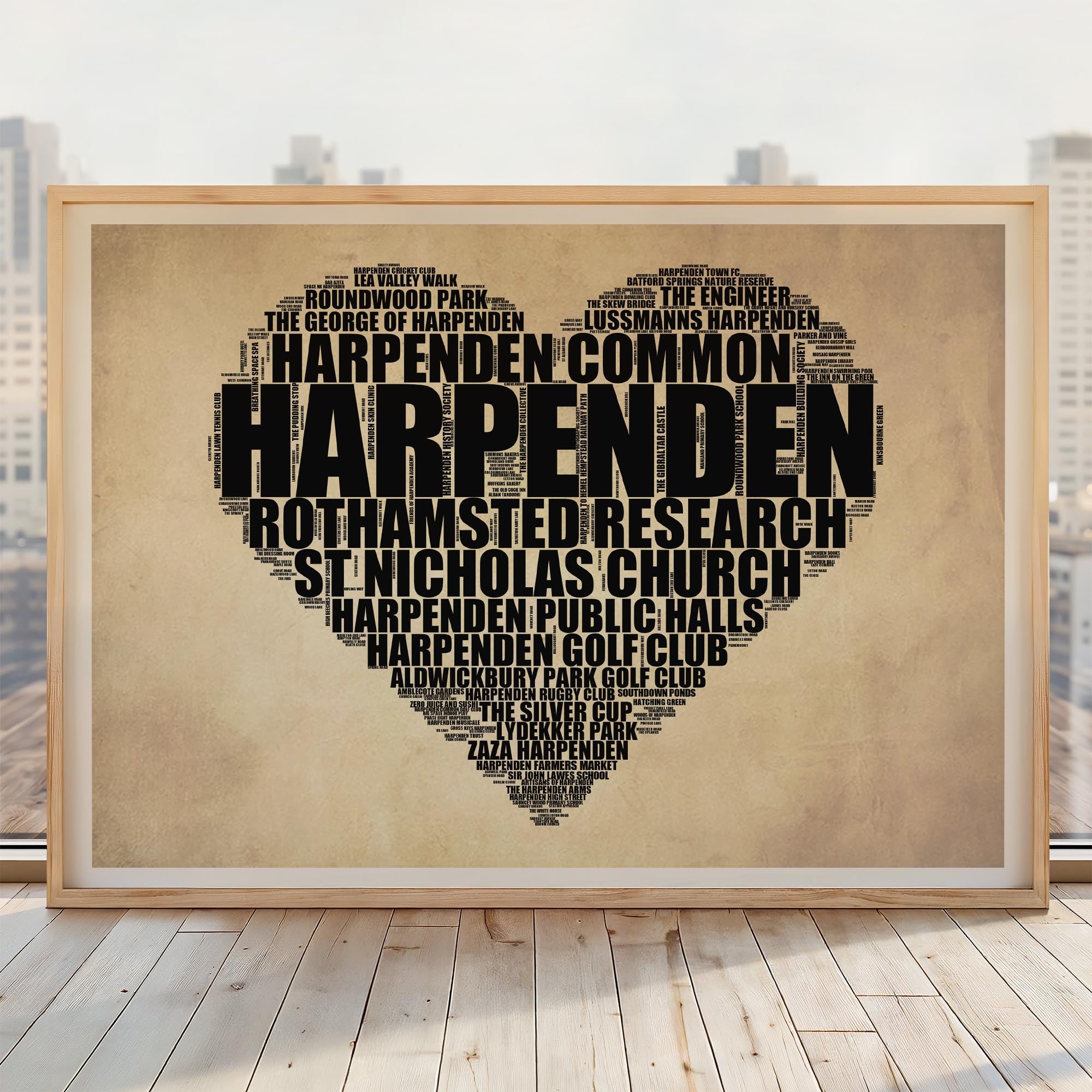 Harpenden - Premium Typographic Word Cloud Prints, Posters & Gifts