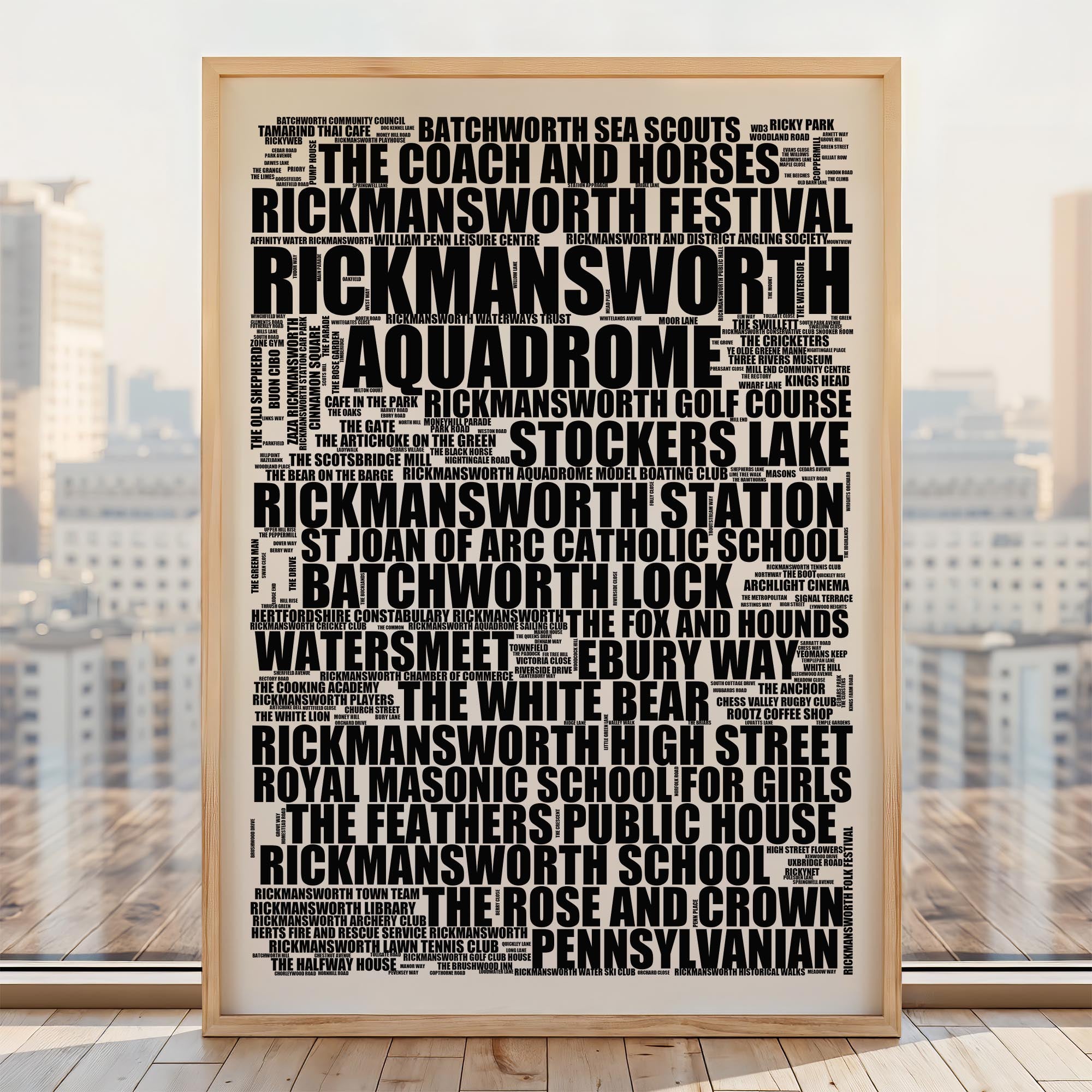Rickmansworth - Premium Typographic Word Cloud Prints, Posters & Gifts