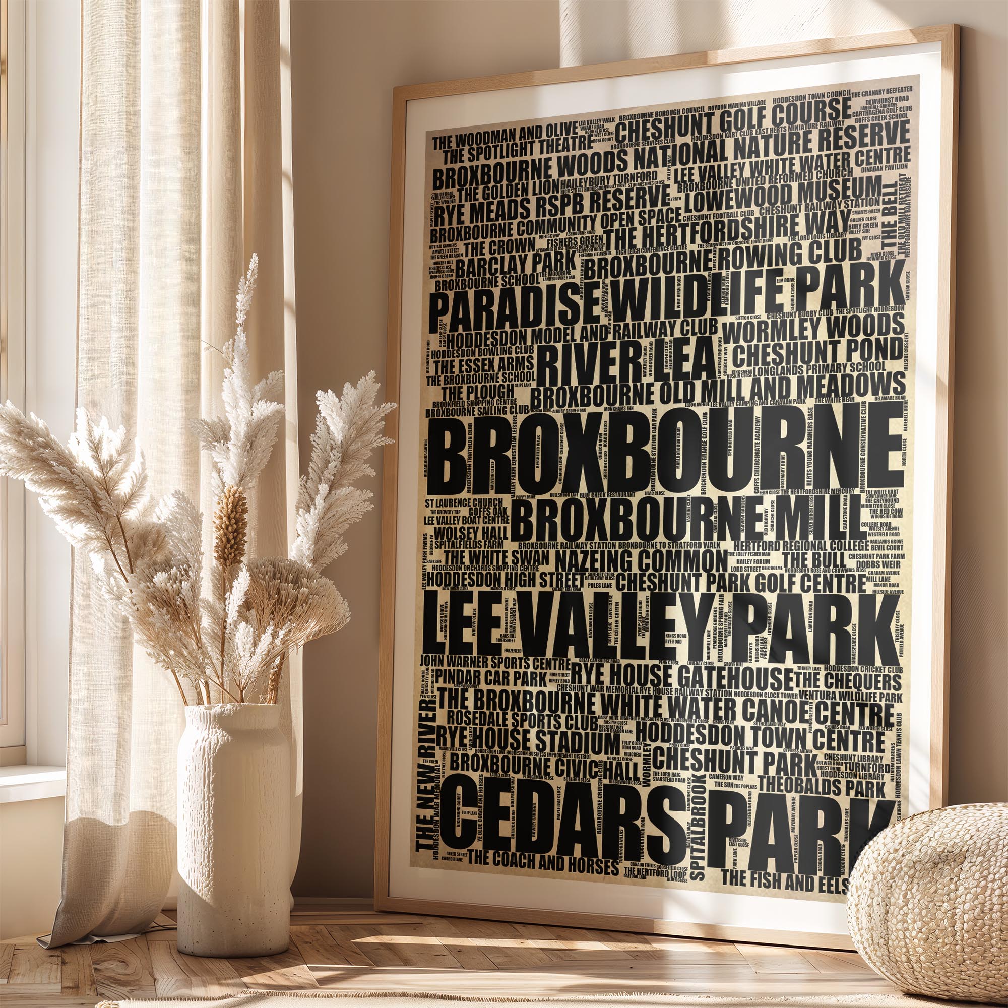 Broxbourne - Premium Typographic Word Cloud Prints, Posters & Gifts