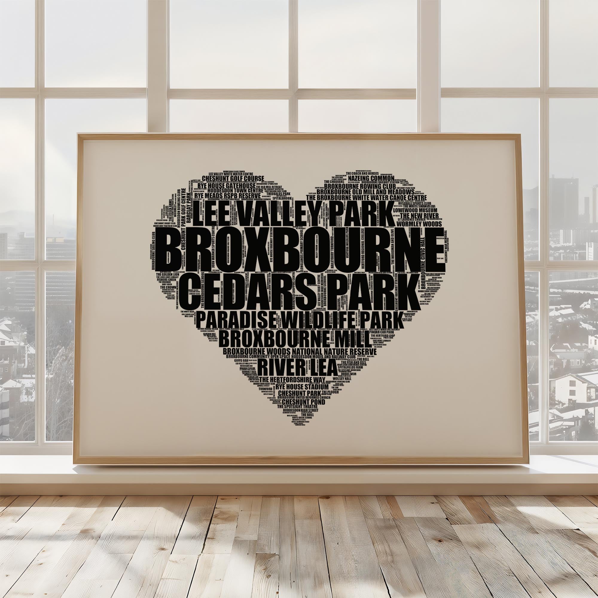 Broxbourne - Premium Typographic Word Cloud Prints, Posters & Gifts