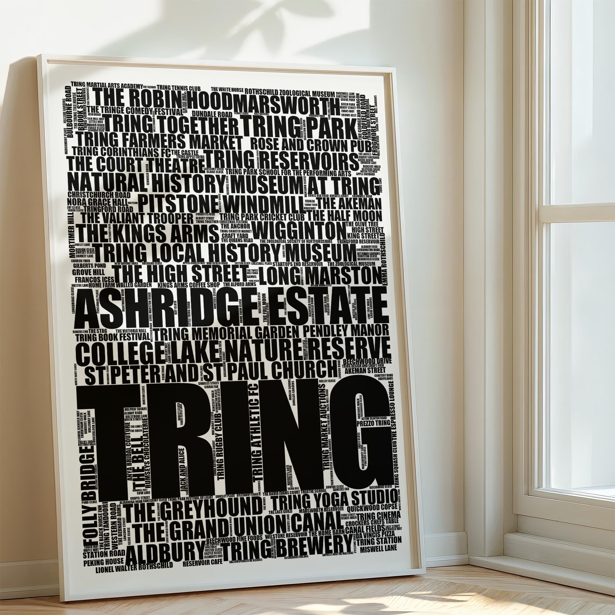 Tring - Premium Typographic Word Cloud Prints, Posters & Gifts