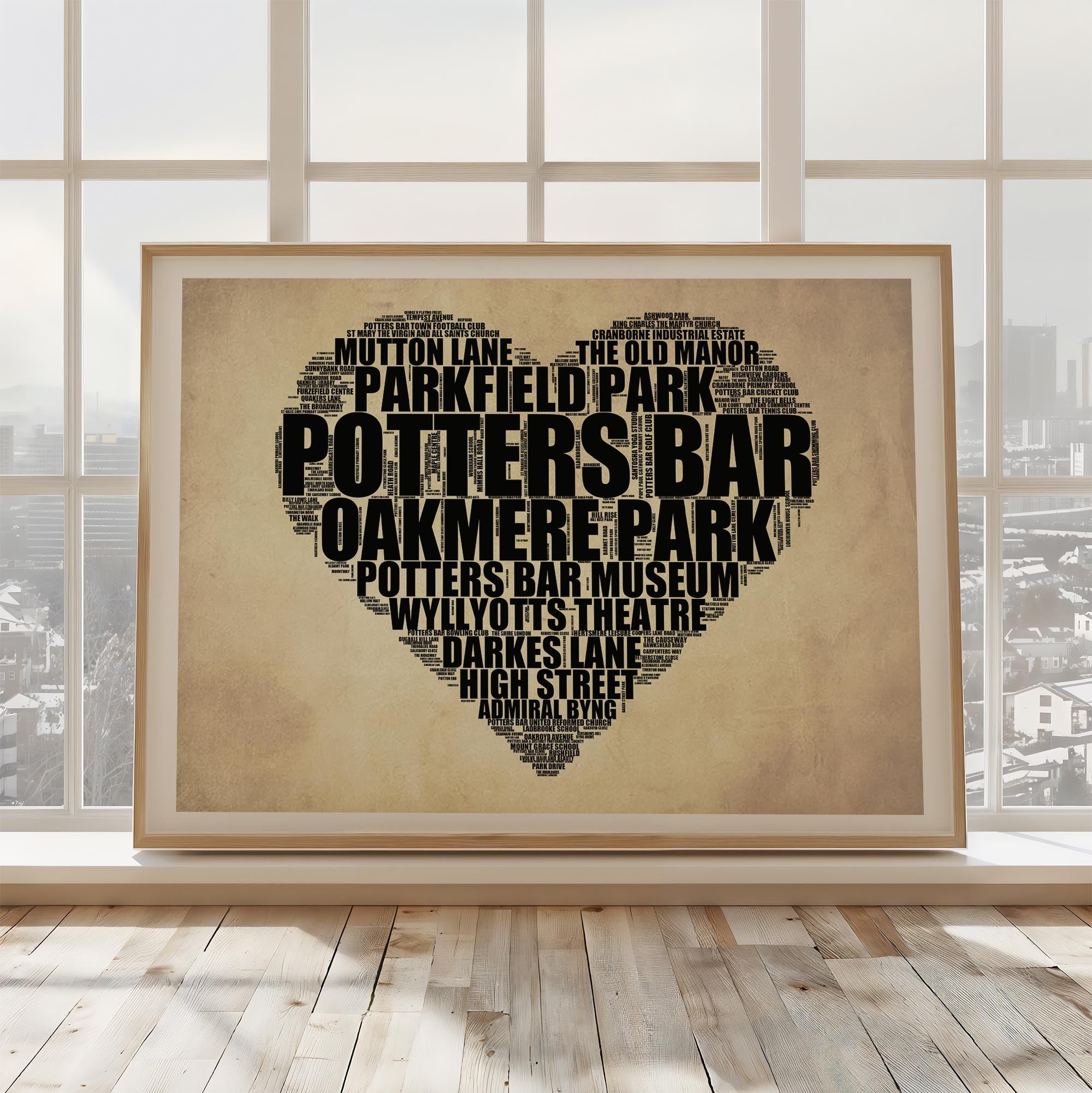 Potters Bar - Premium Typographic Word Cloud Prints, Posters & Gifts