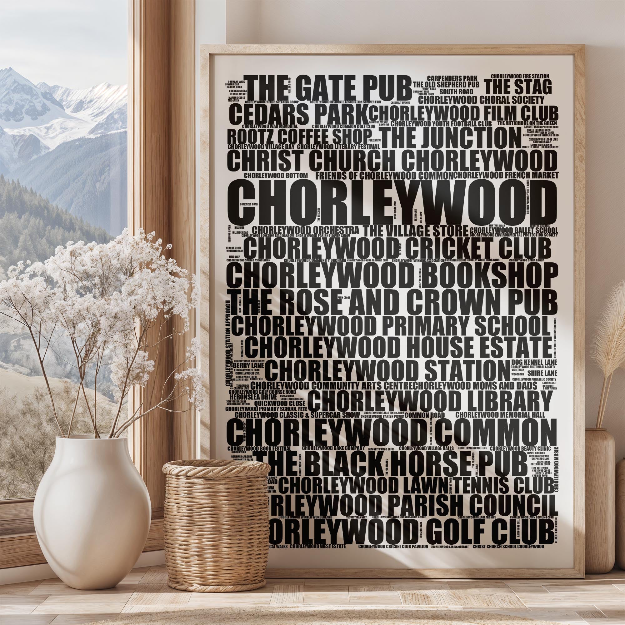 Chorleywood - Premium Typographic Word Cloud Prints, Posters & Gifts