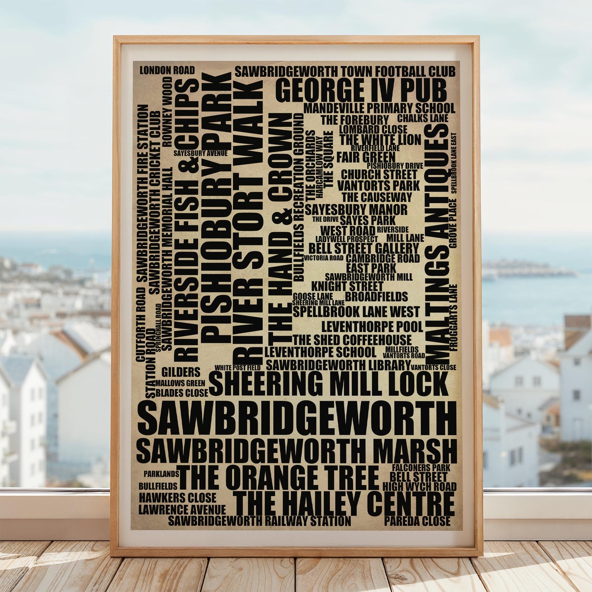 Sawbridgeworth - Premium Typographic Word Cloud Prints, Posters & Gifts