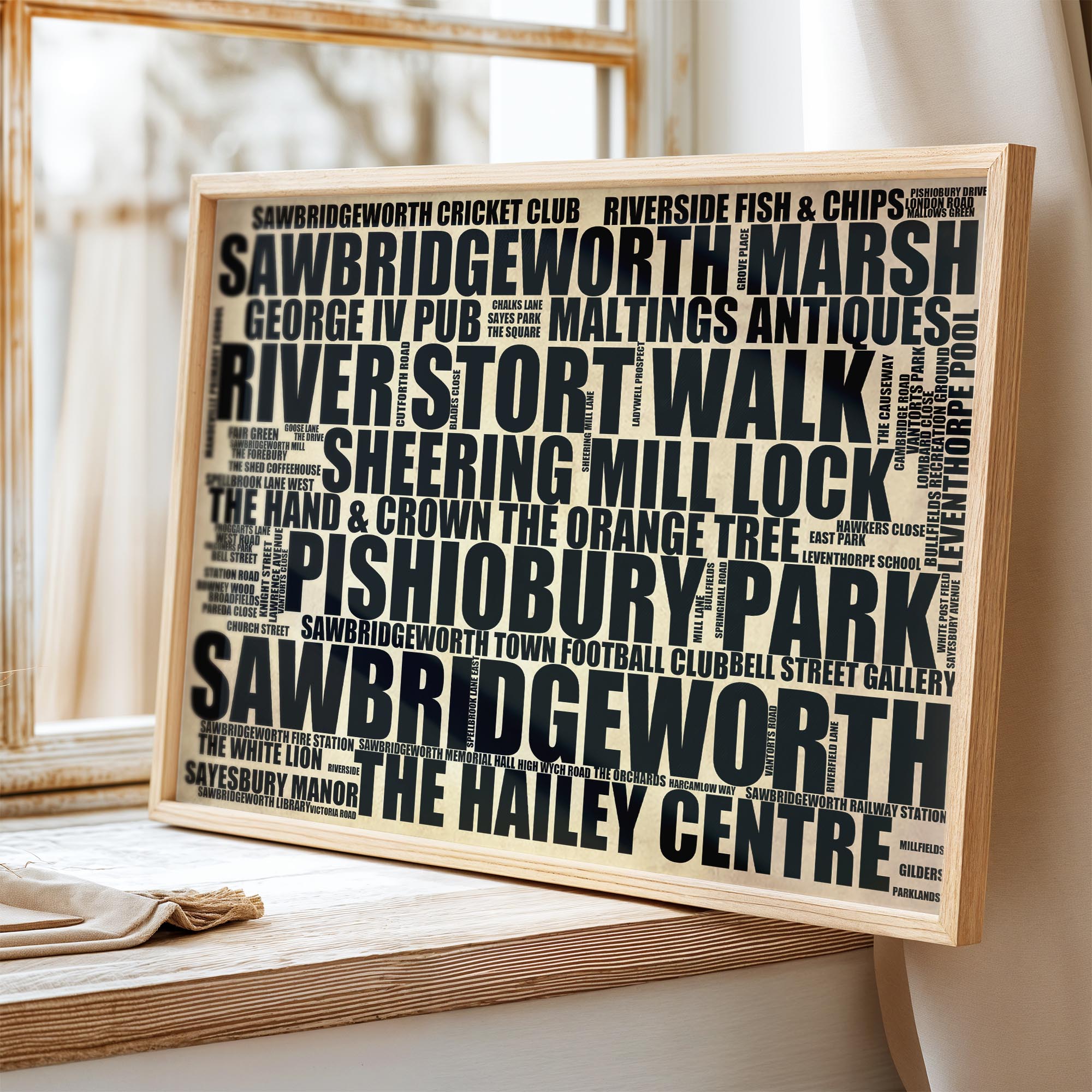 Sawbridgeworth - Premium Typographic Word Cloud Prints, Posters & Gifts