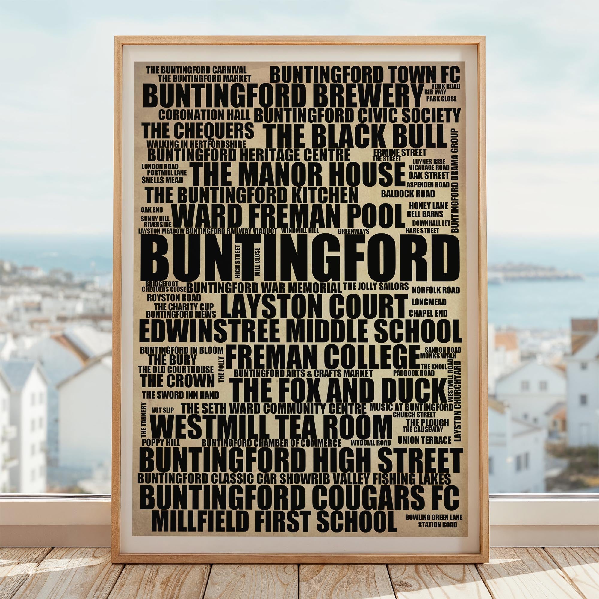 Buntingford - Premium Typographic Word Cloud Prints, Posters & Gifts