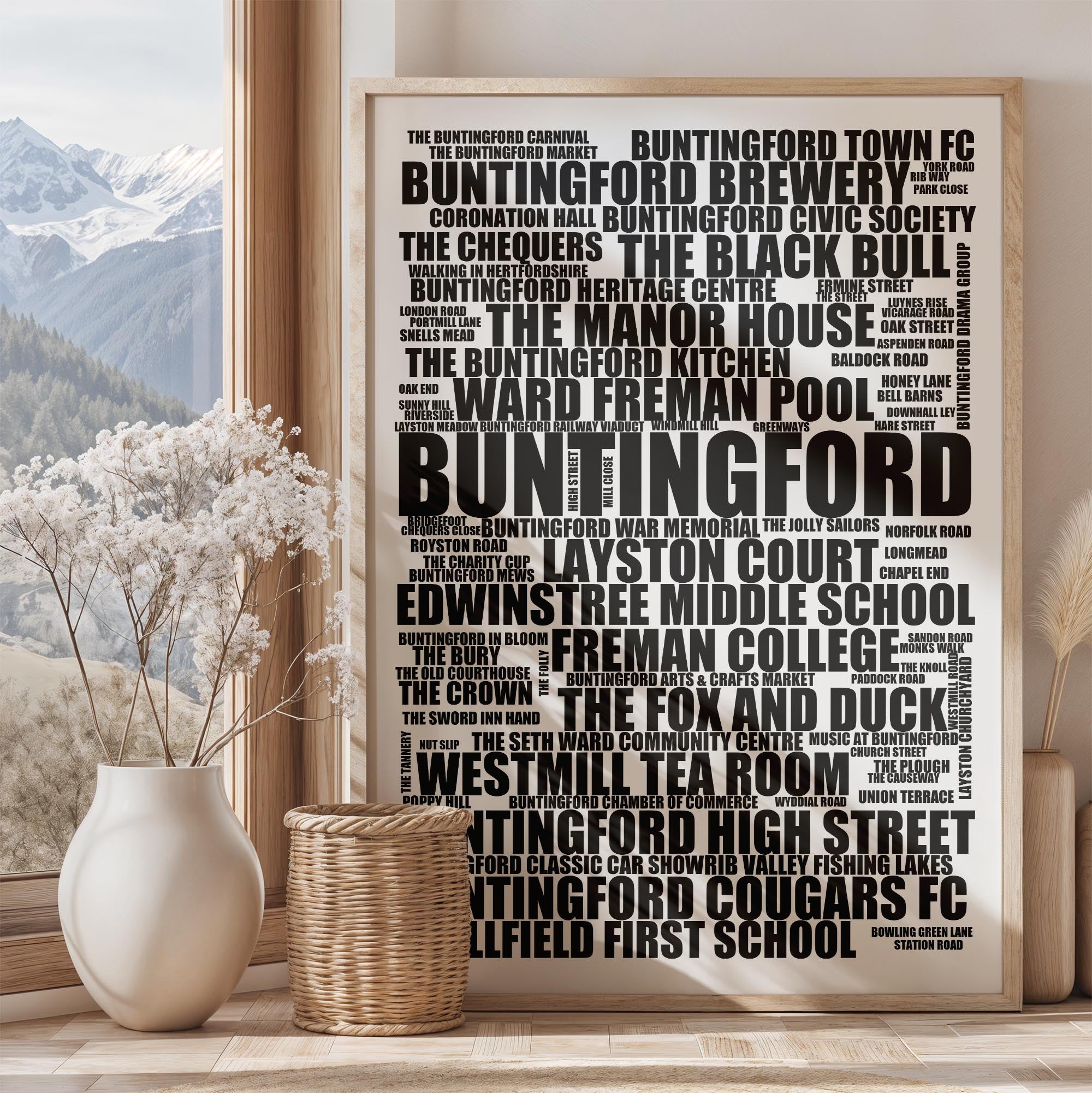 Buntingford - Premium Typographic Word Cloud Prints, Posters & Gifts