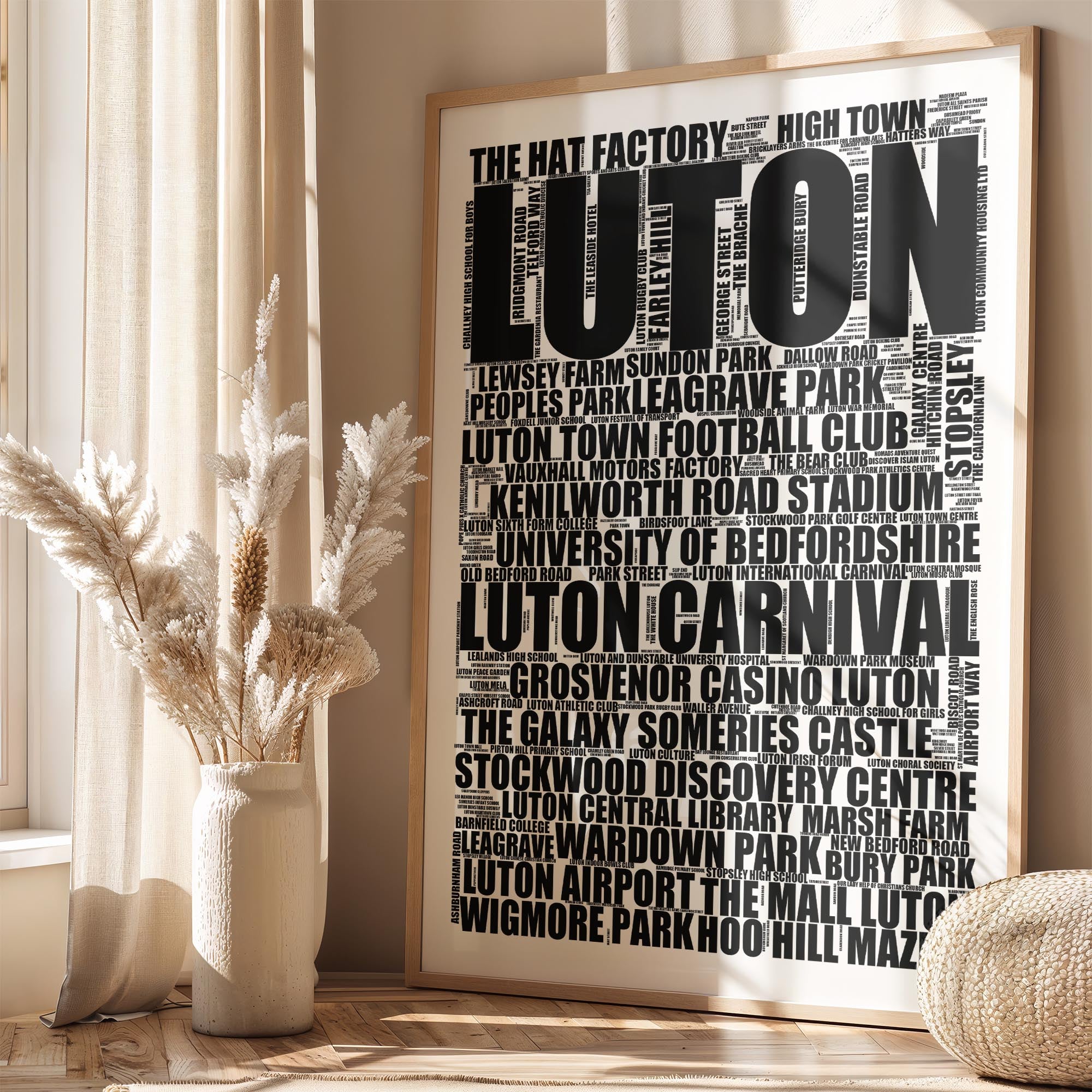 Luton - Premium Typographic Word Cloud Prints, Posters & Gifts