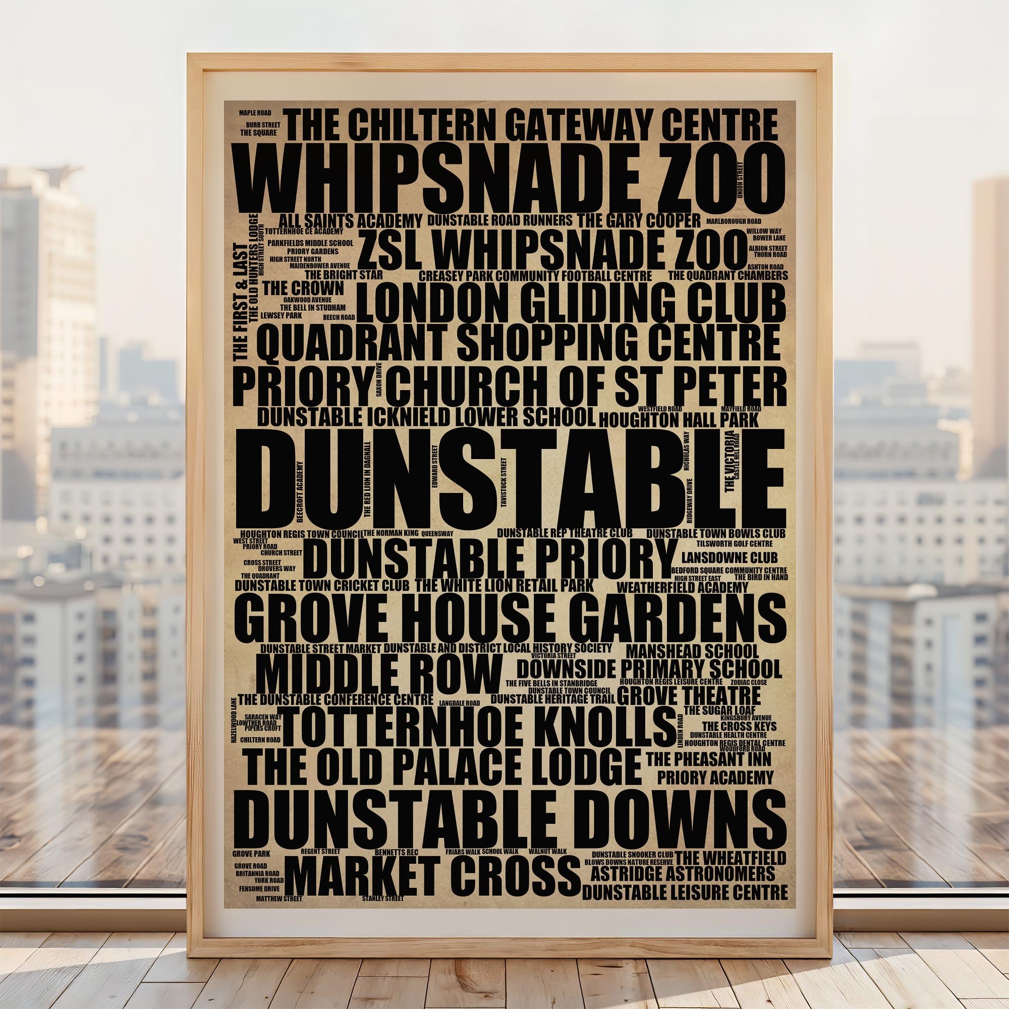 Dunstable - Premium Typographic Word Cloud Prints, Posters & Gifts
