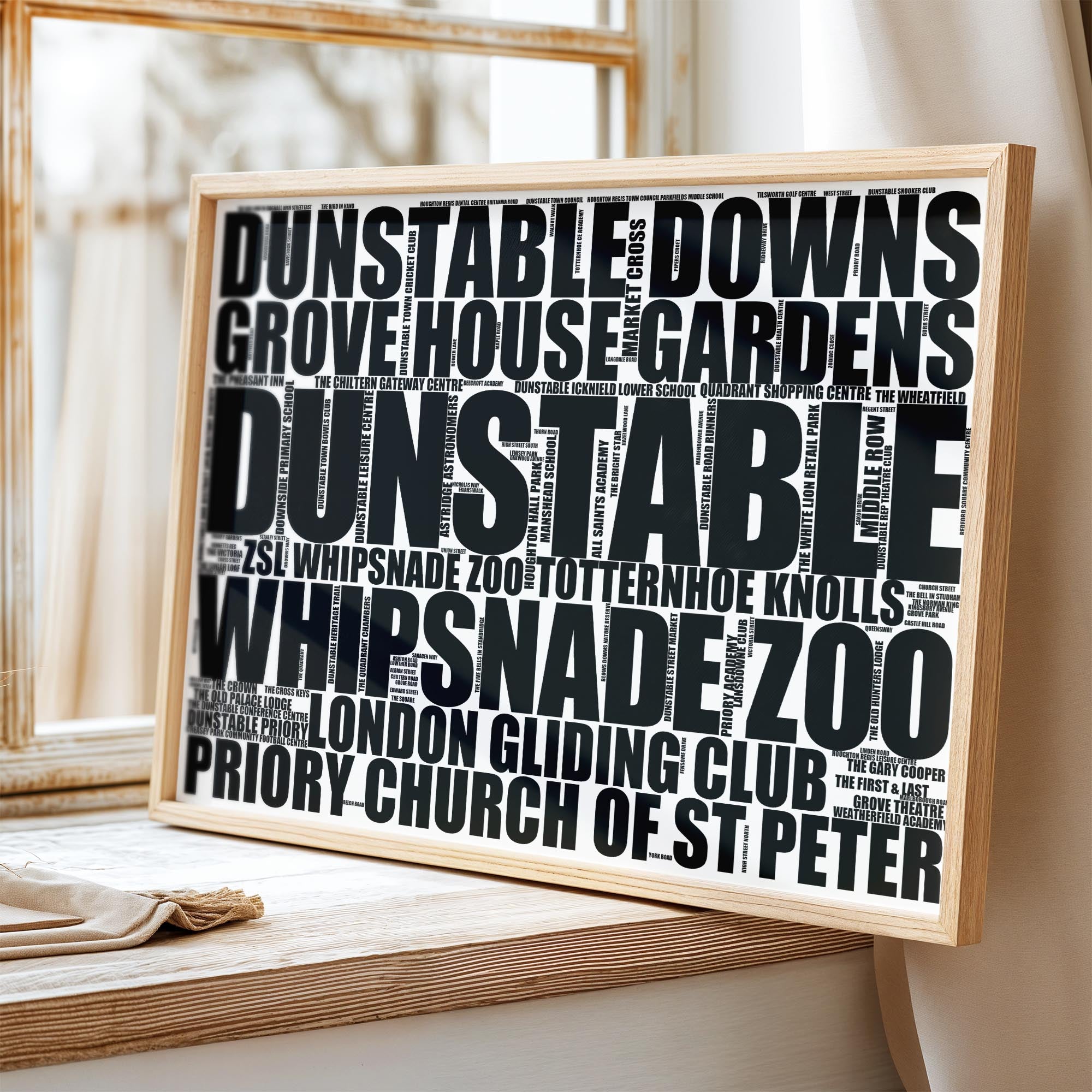 Dunstable - Premium Typographic Word Cloud Prints, Posters & Gifts