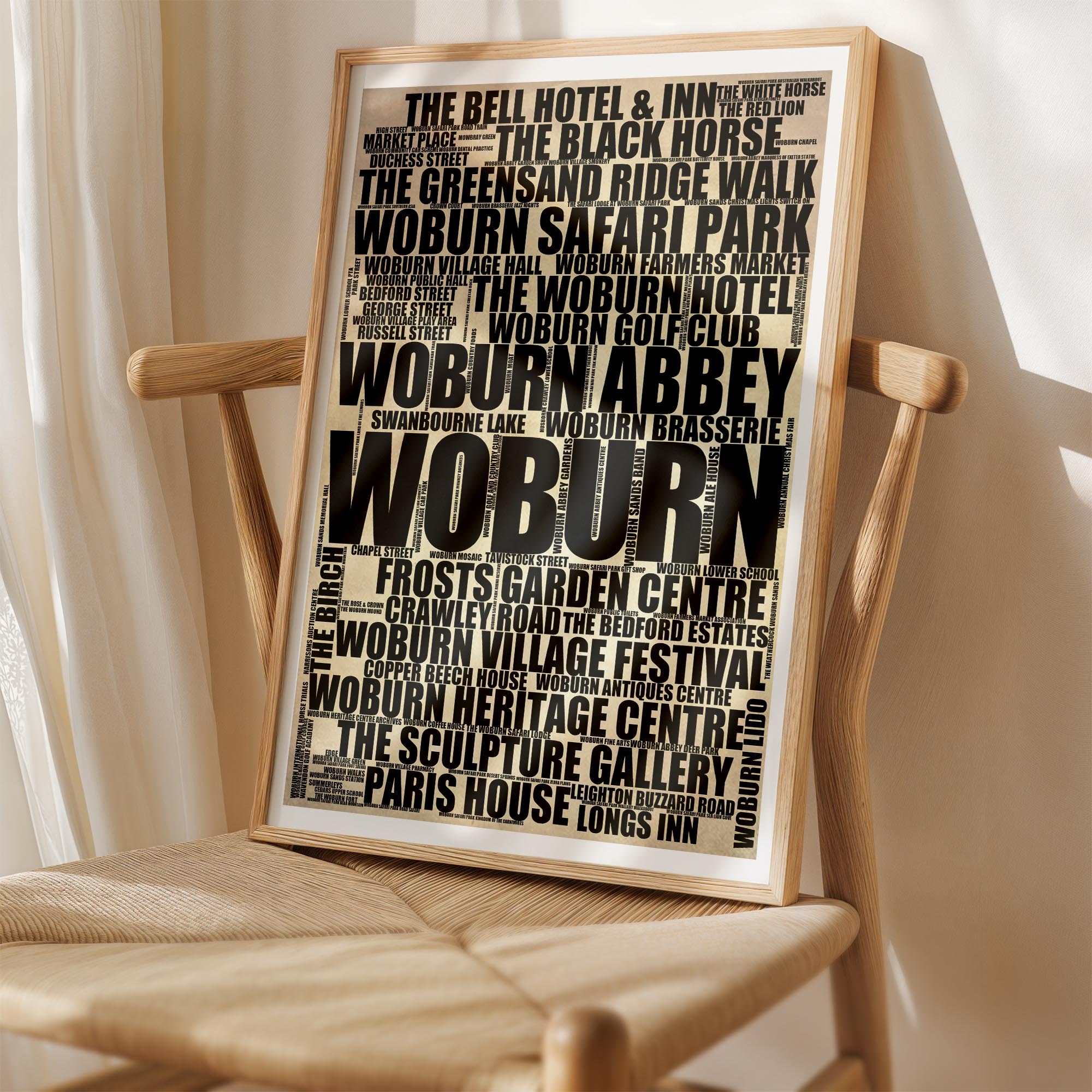 Woburn - Premium Typographic Word Cloud Prints, Posters & Gifts