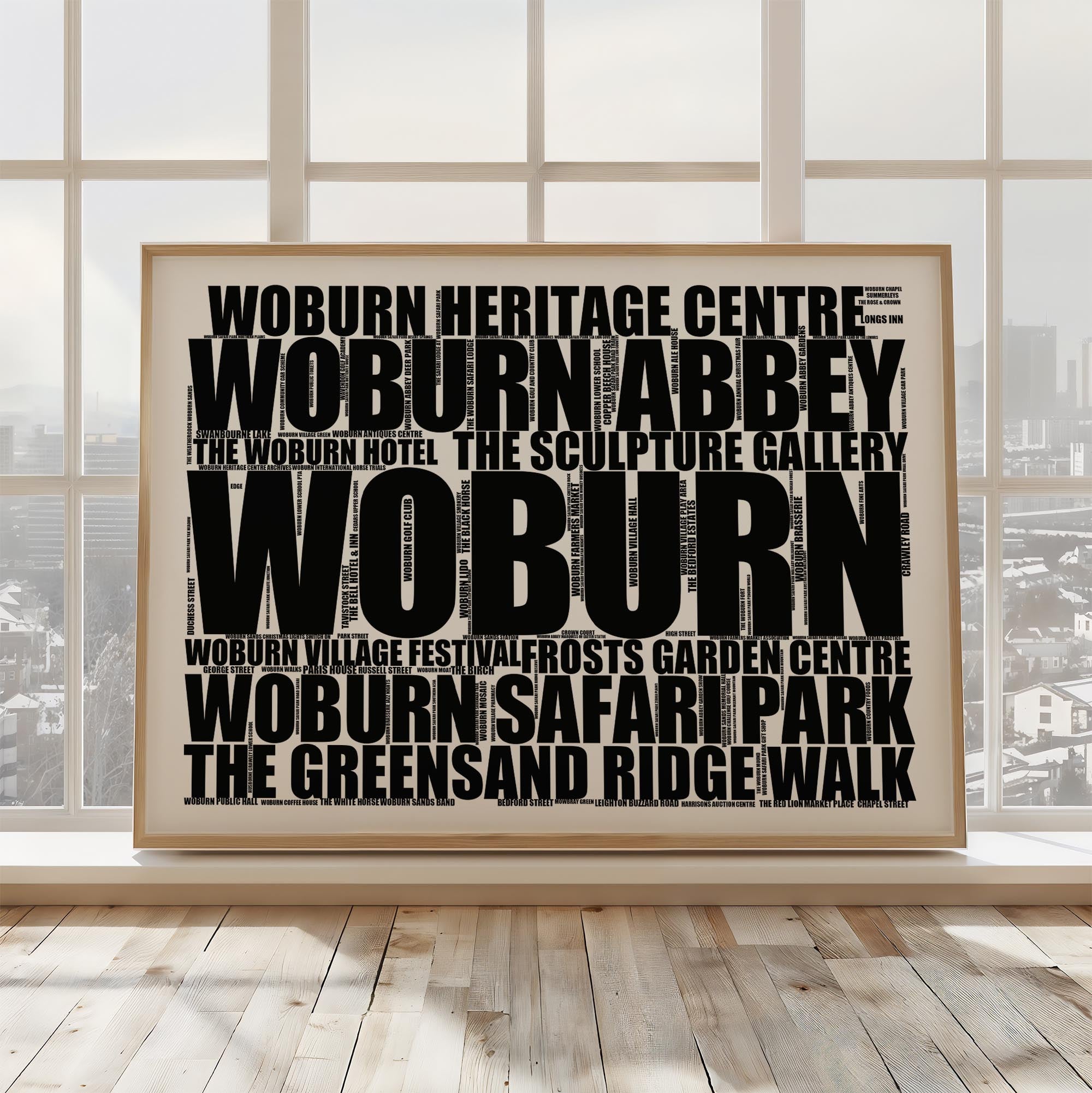 Woburn - Premium Typographic Word Cloud Prints, Posters & Gifts